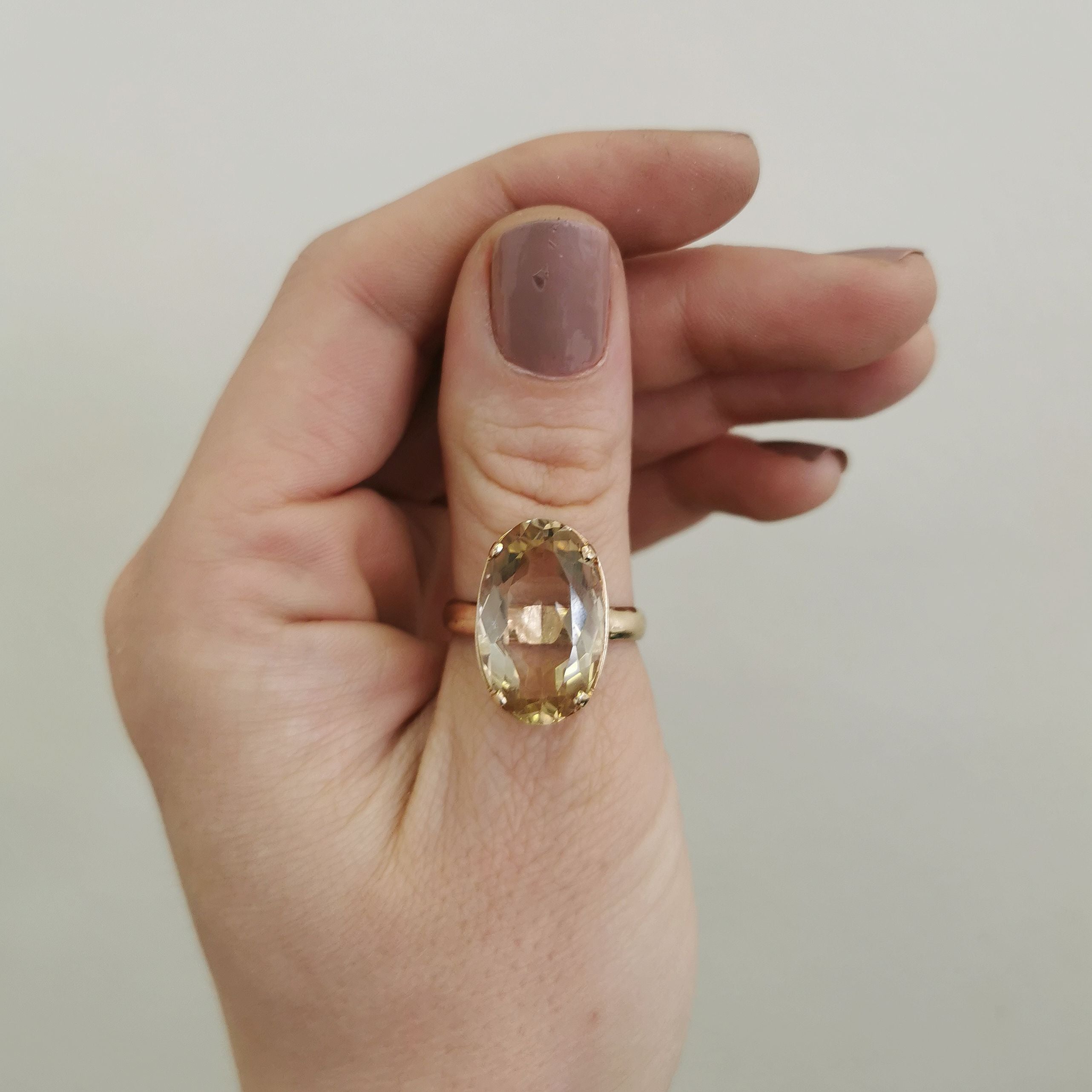 Oval Citrine Cocktail Ring | 11.80ct | SZ 10 |