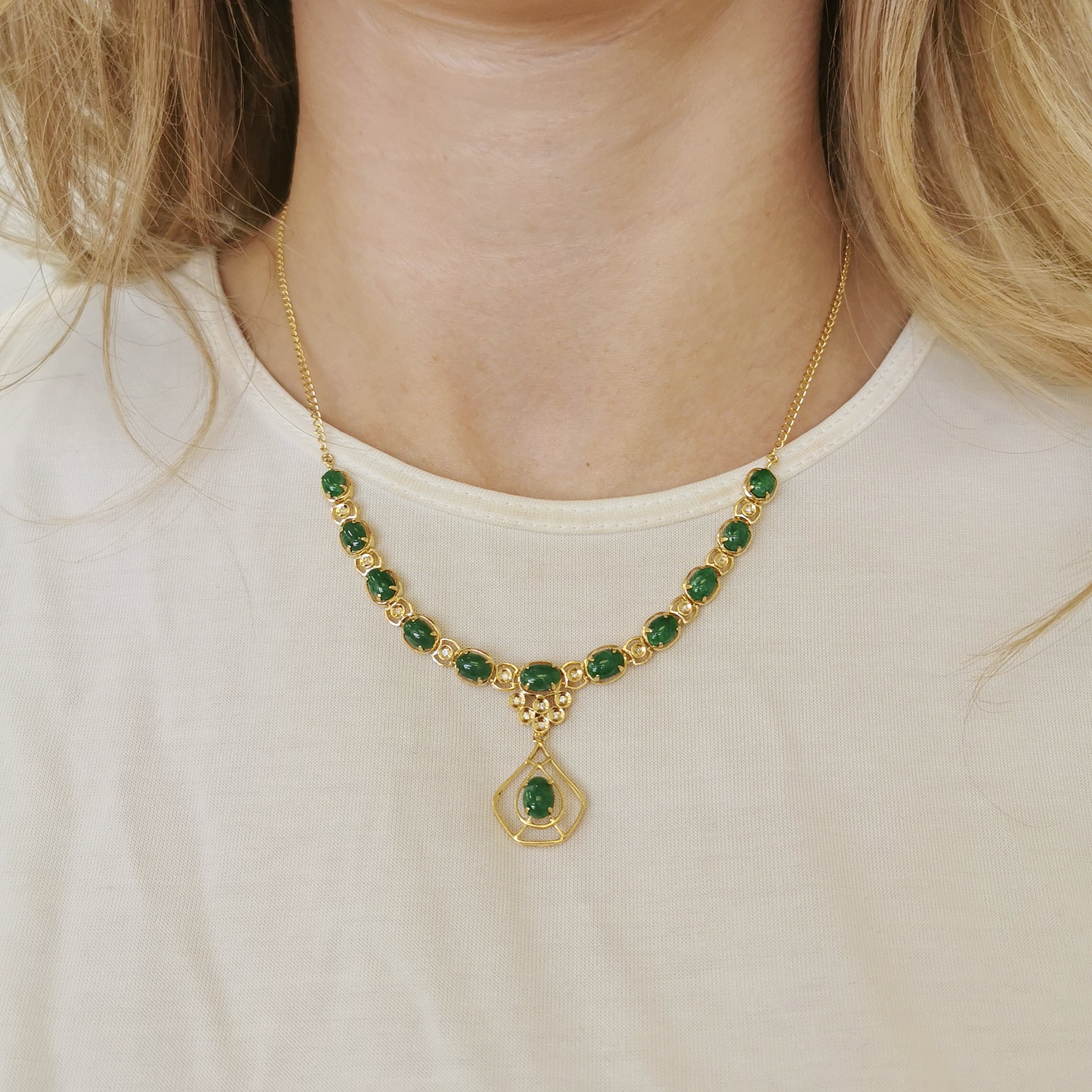 Jadeite & Diamond Necklace | 6.00ctw, 0.08ctw | 16.5" |