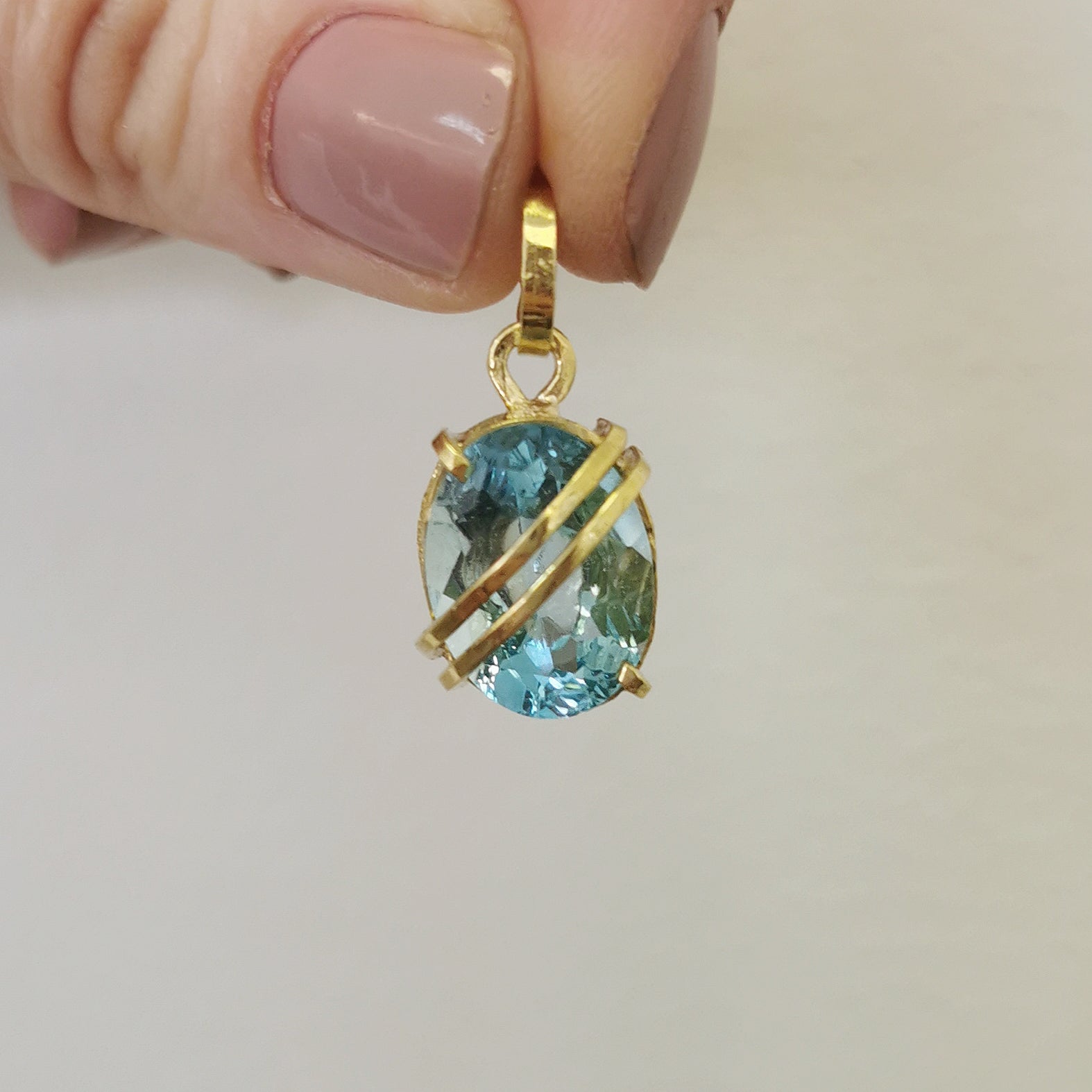 Blue Topaz Gold Bypass Pendant | 11.84ct |