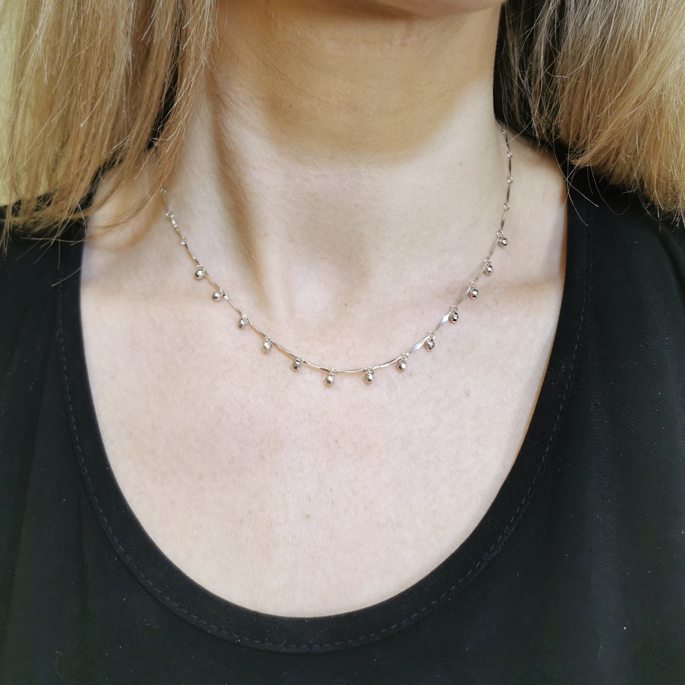 Diamond Cut Ball Necklace | 15.5" |