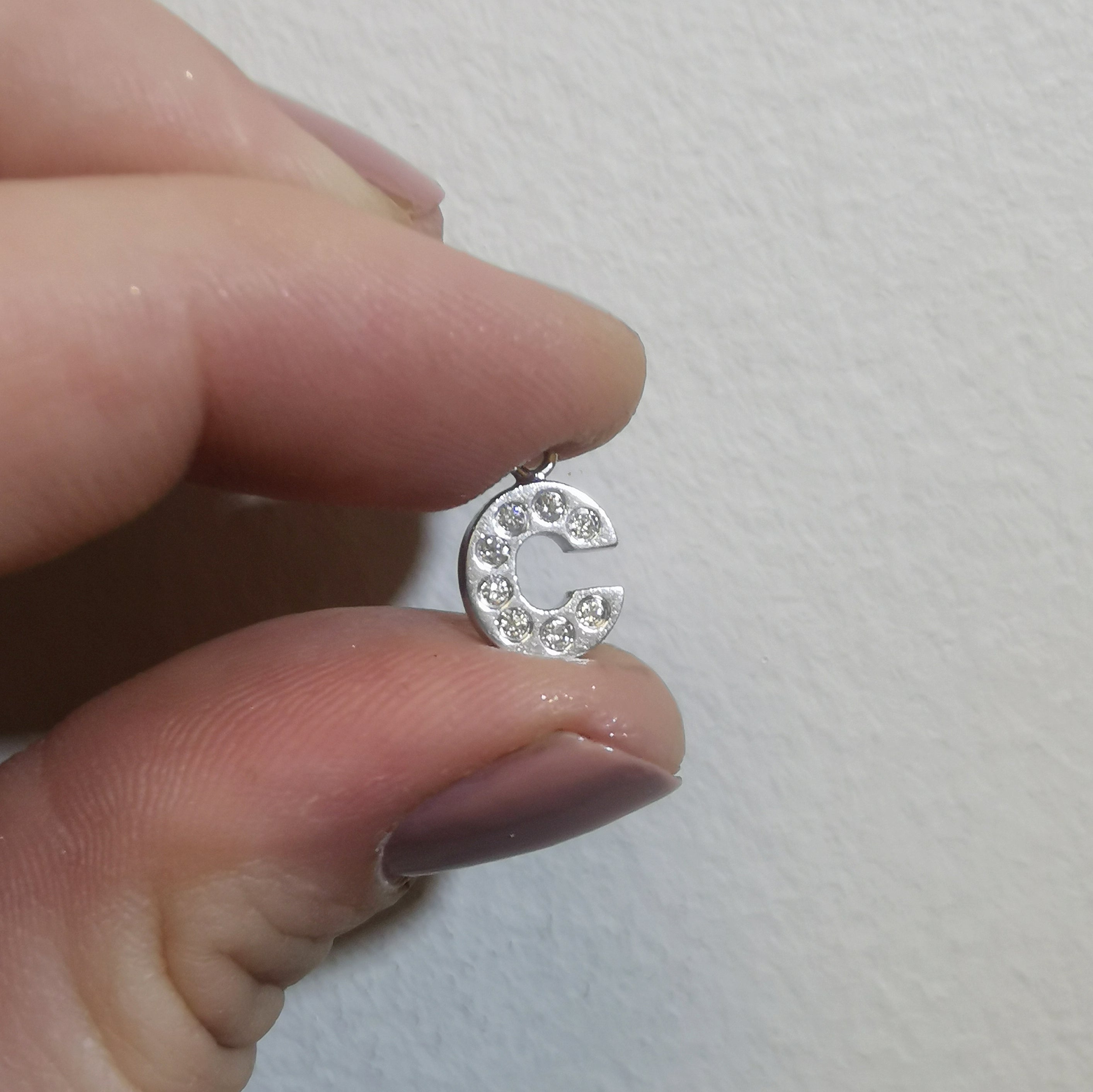 Double Sided Diamond 'C' Initial Charm | 0.16ctw |