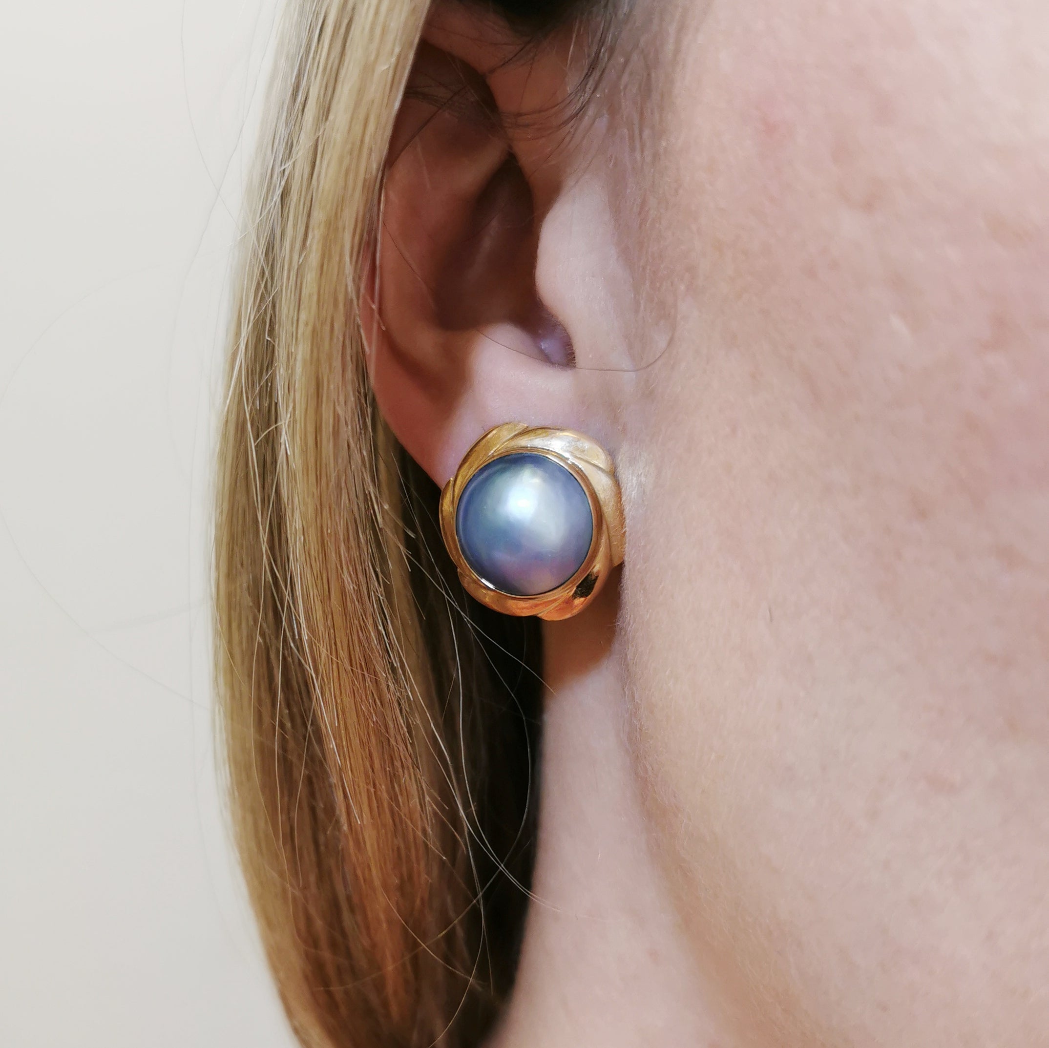 Button Mabe Pearl Earrings | 16.00ctw |