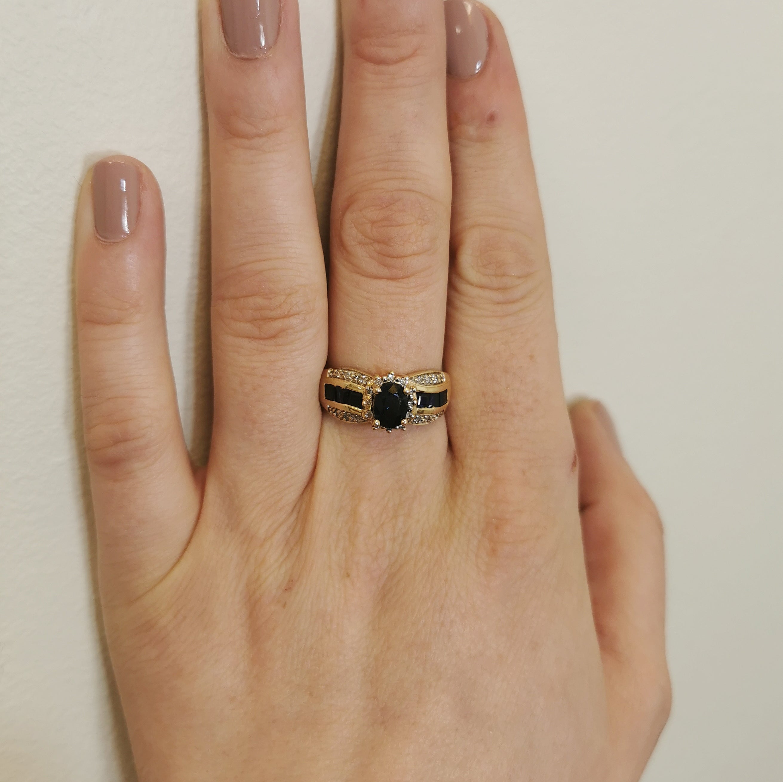 Blue Sapphire & Diamond Ring | 1.40ctw, 0.10ctw | SZ 9.25 |