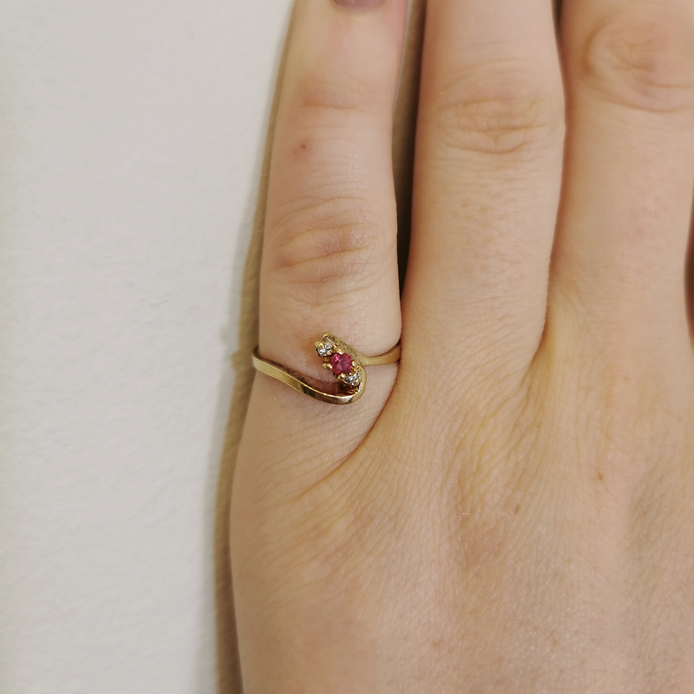 Ruby & Diamond Bypass Ring | 0.07ct, 0.04ctw | SZ 5.5 |