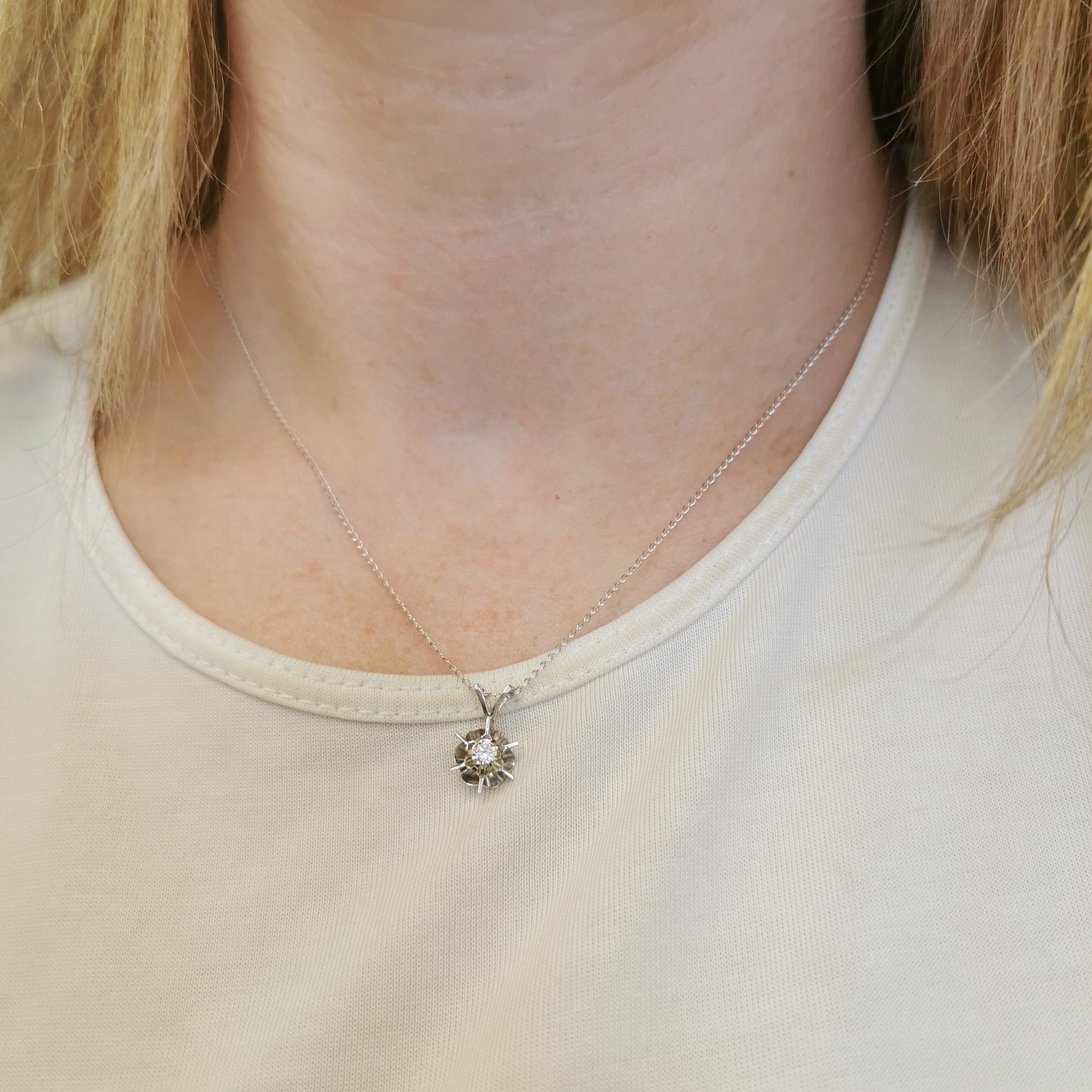 Solitaire Diamond Necklace | 0.12ct | 16" |