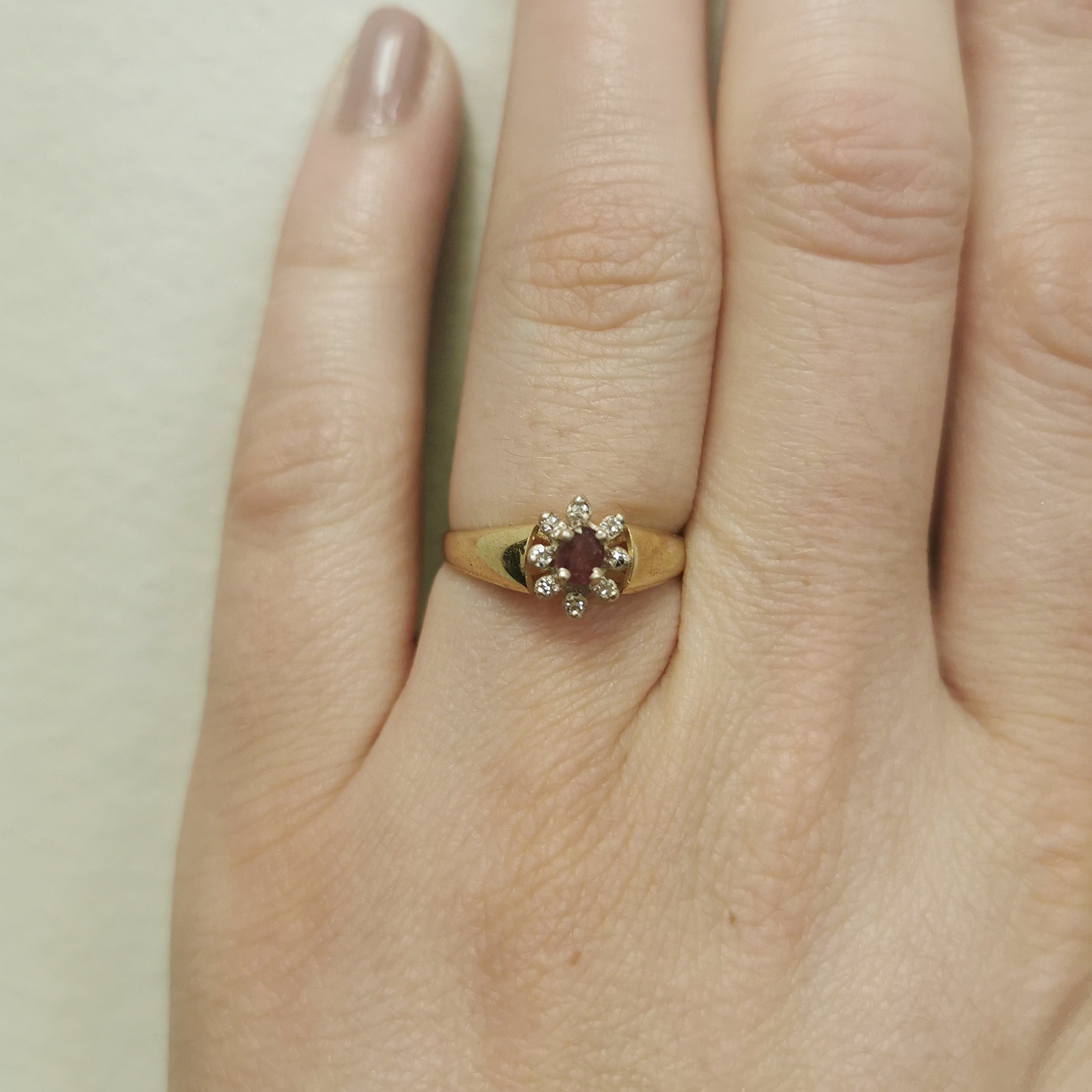 Oval Ruby & Diamond Halo Ring | 0.20ct, 0.05ctw | SZ 6 |