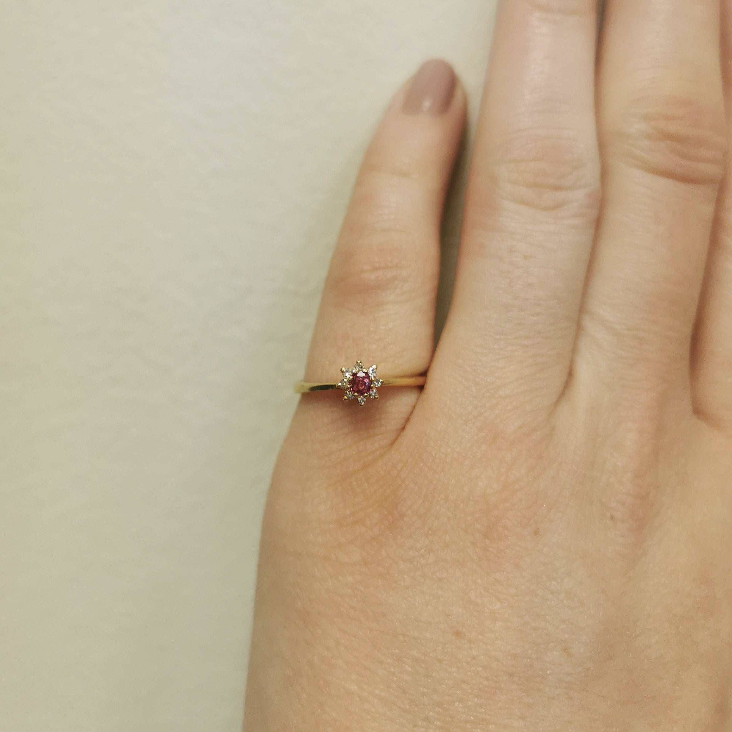 Ruby & Diamond Halo Ring | 0.12ct, 0.05ctw | SZ 6 |