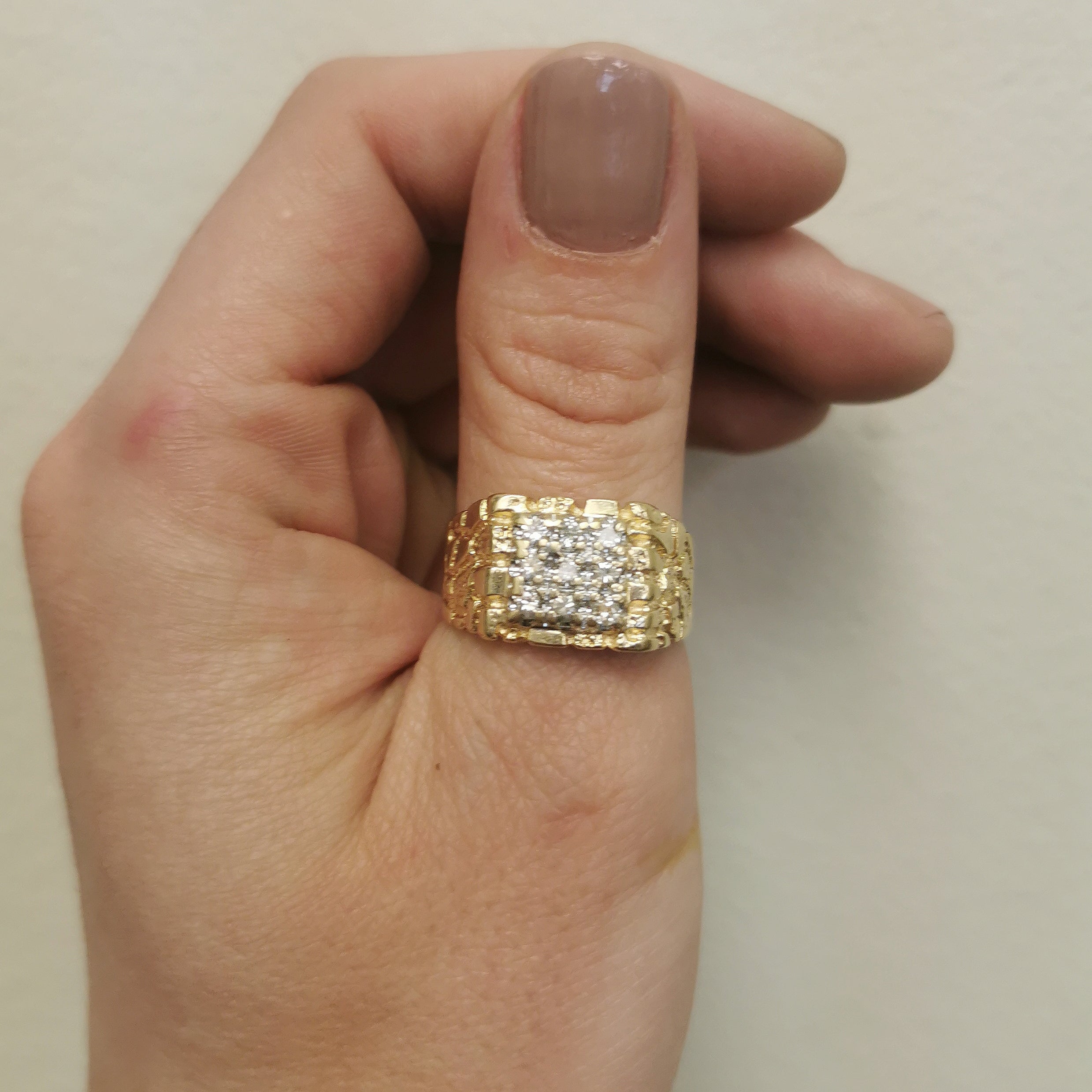 Diamond Grid Textured Ring | 0.36ctw | SZ 10 |