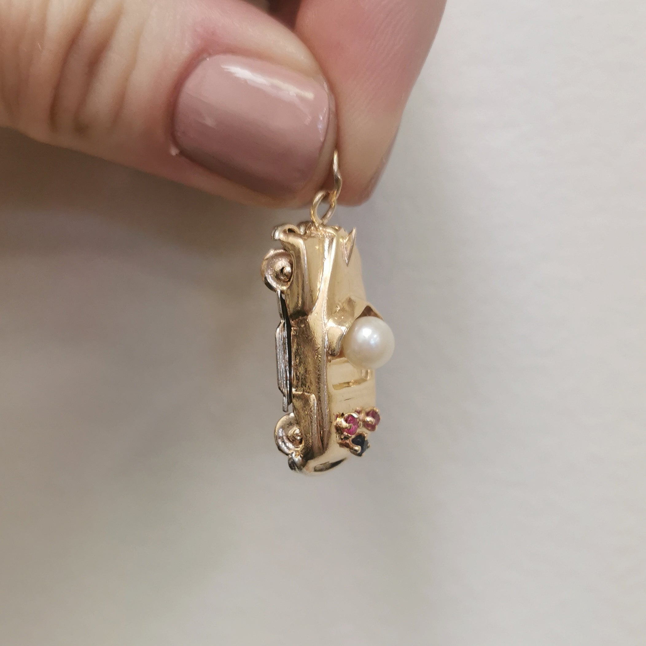 Multi Gem Two Tone Car Pendant | 1.20ctw |