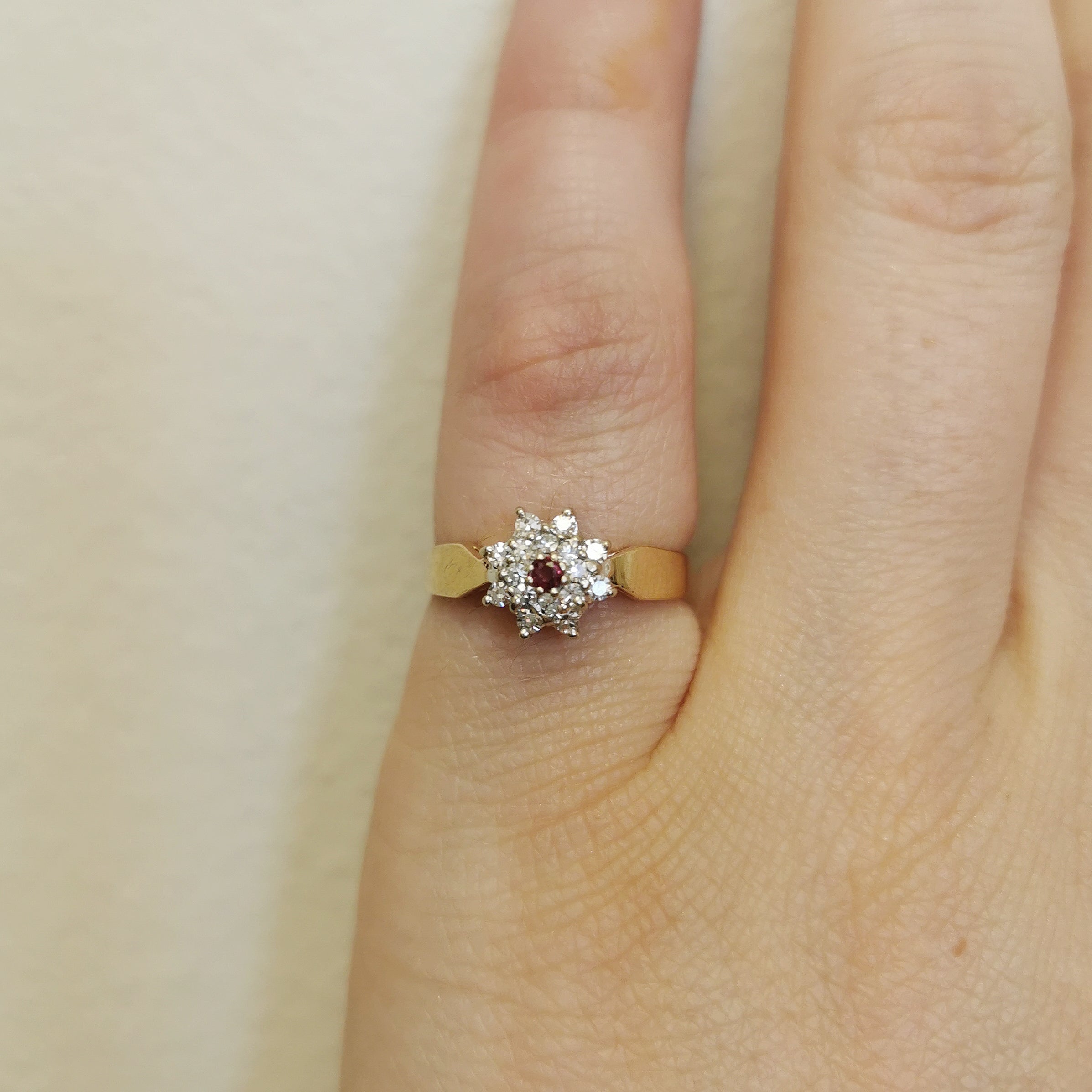Ruby & Diamond Double Halo Ring | 0.15ctw, 0.04ct | SZ 4.5 |