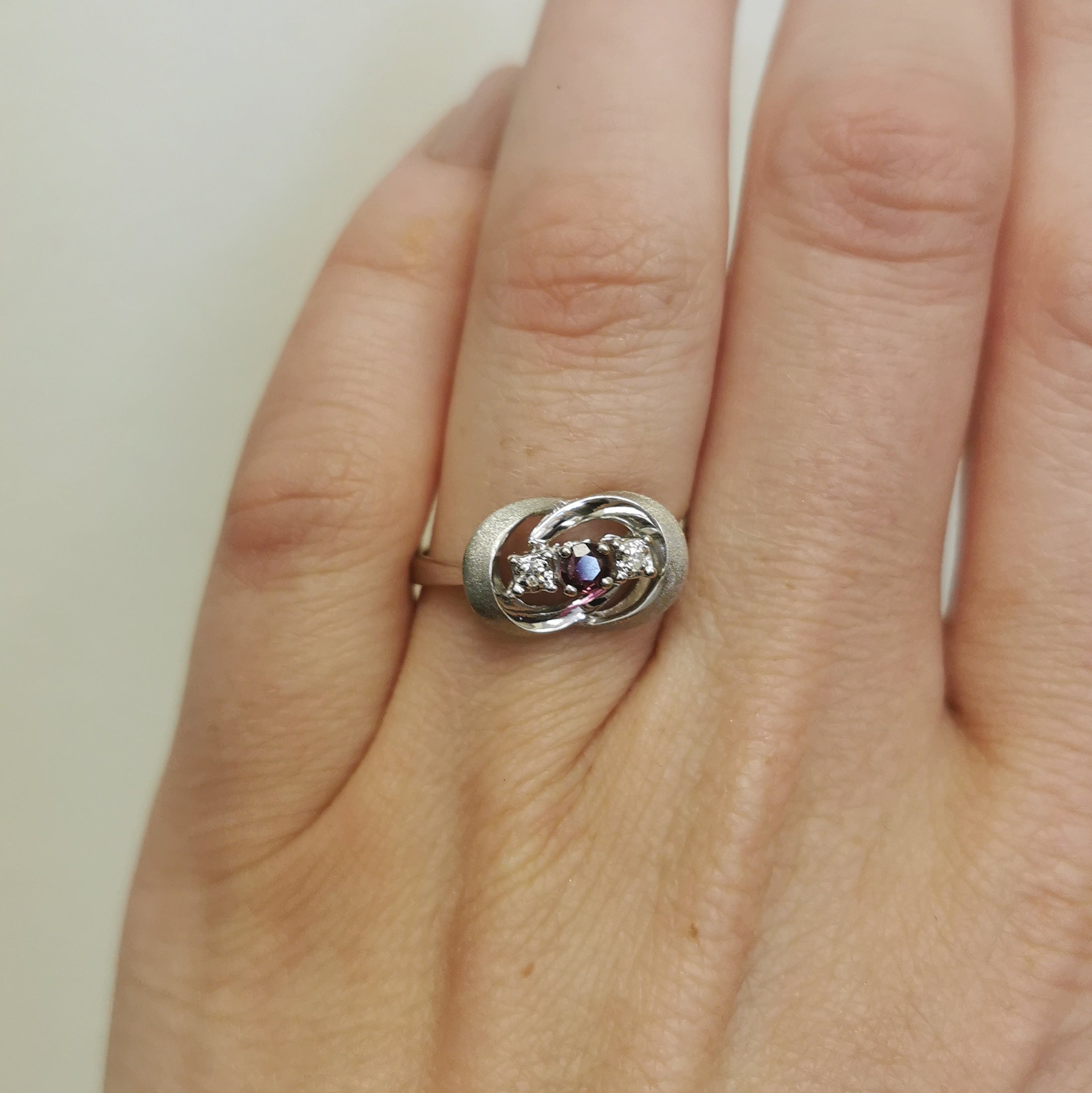 Three Stone Ruby & Diamond Ring | 0.16ct, 0.03ctw | SZ 8.25 |