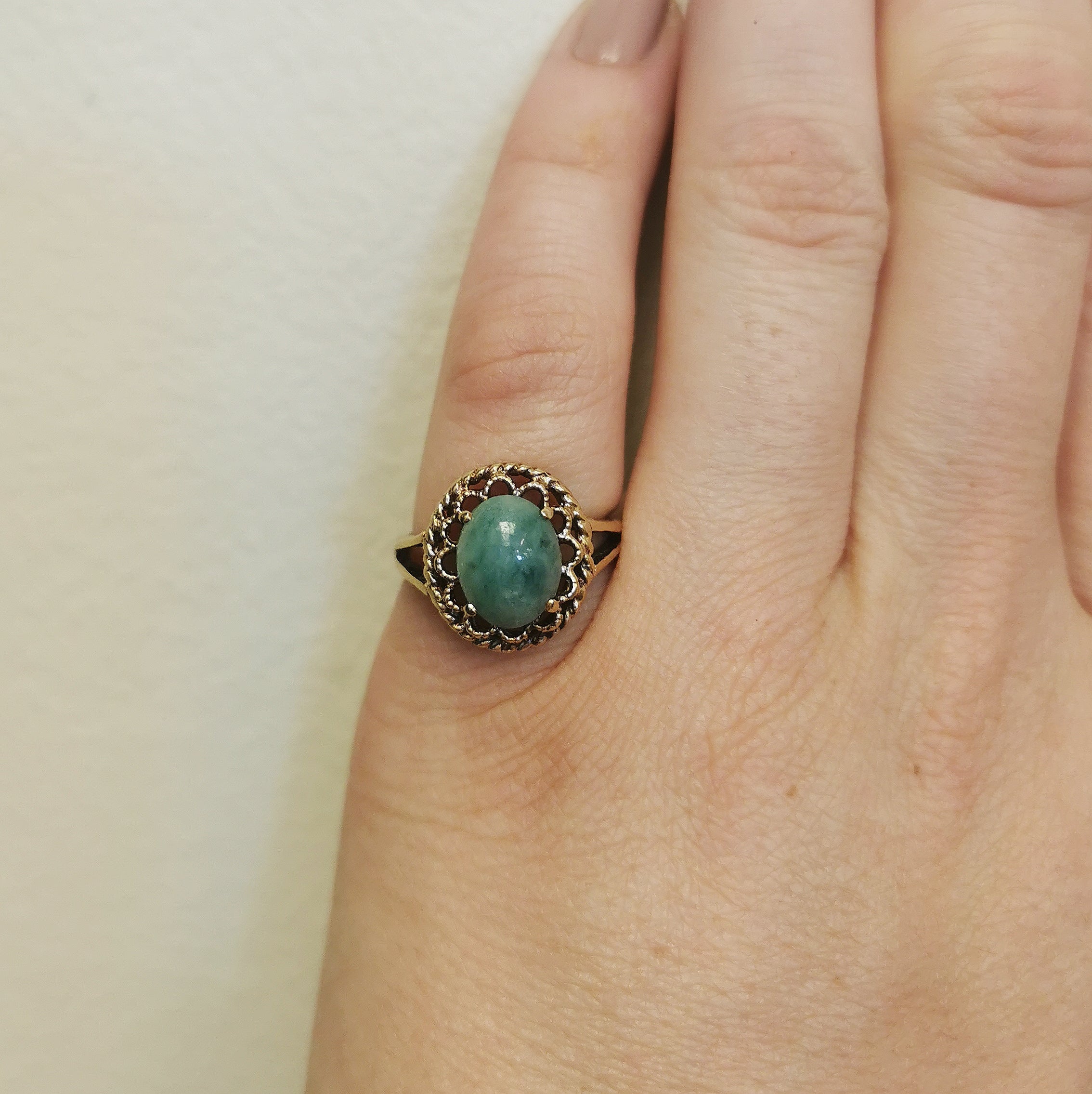 Jadeite Filigree Halo Ring | 2.50ct | SZ 6 |