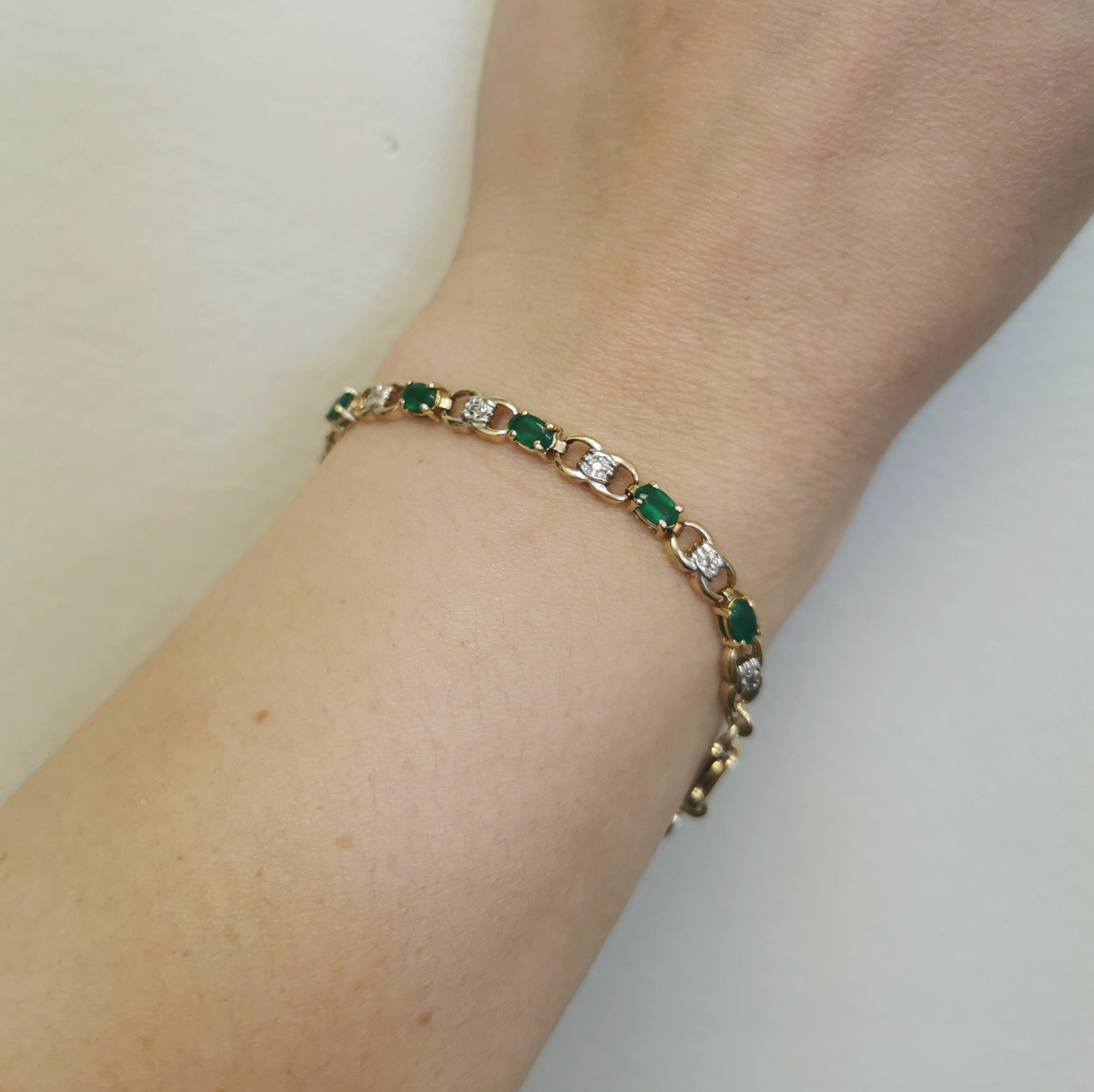 Green Onyx & Diamond Bracelet | 1.80ctw, 0.02ctw | 6.5" |