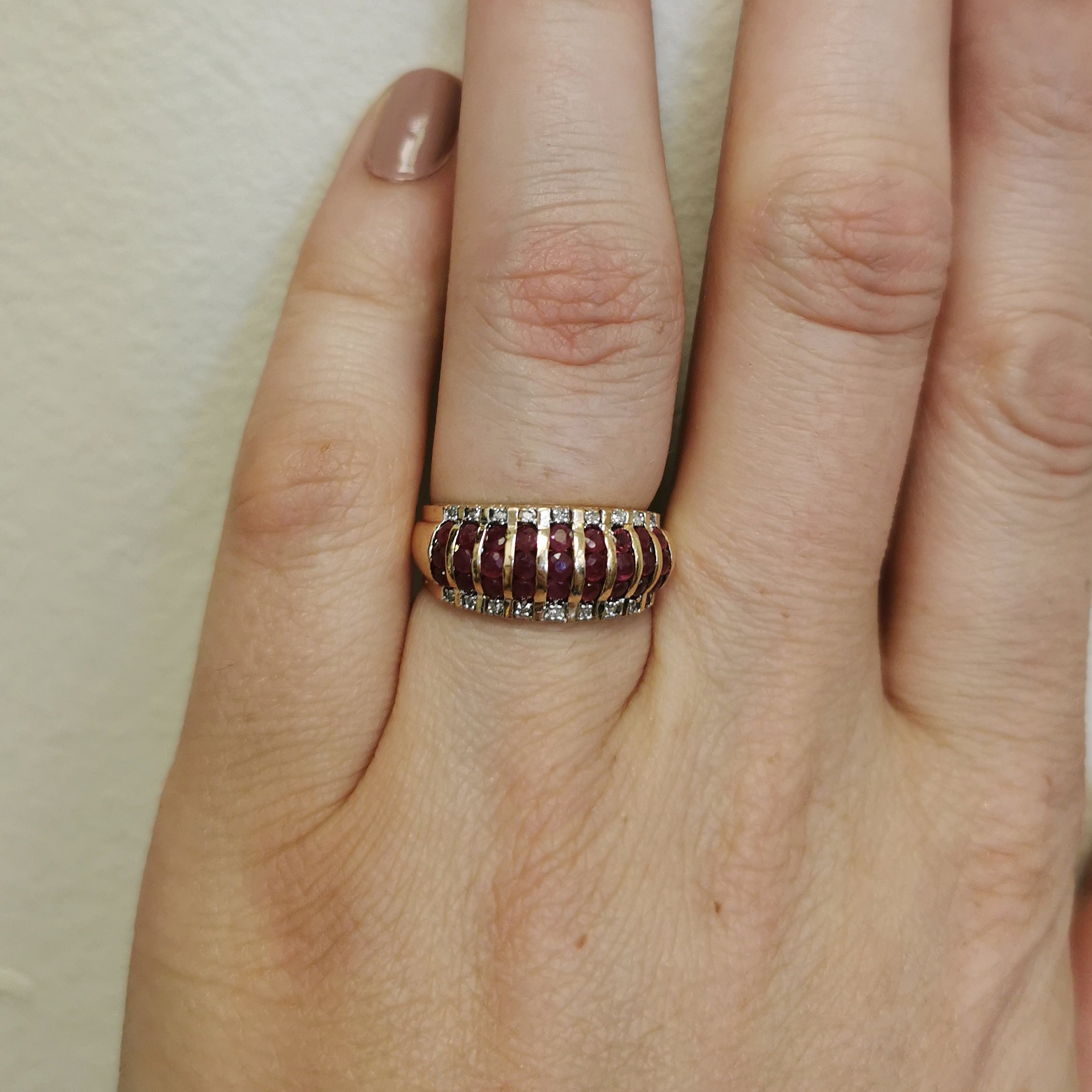 Ruby & Diamond Low Dome Ring | 1.08ctw, 0.09ctw | SZ 6.25 |