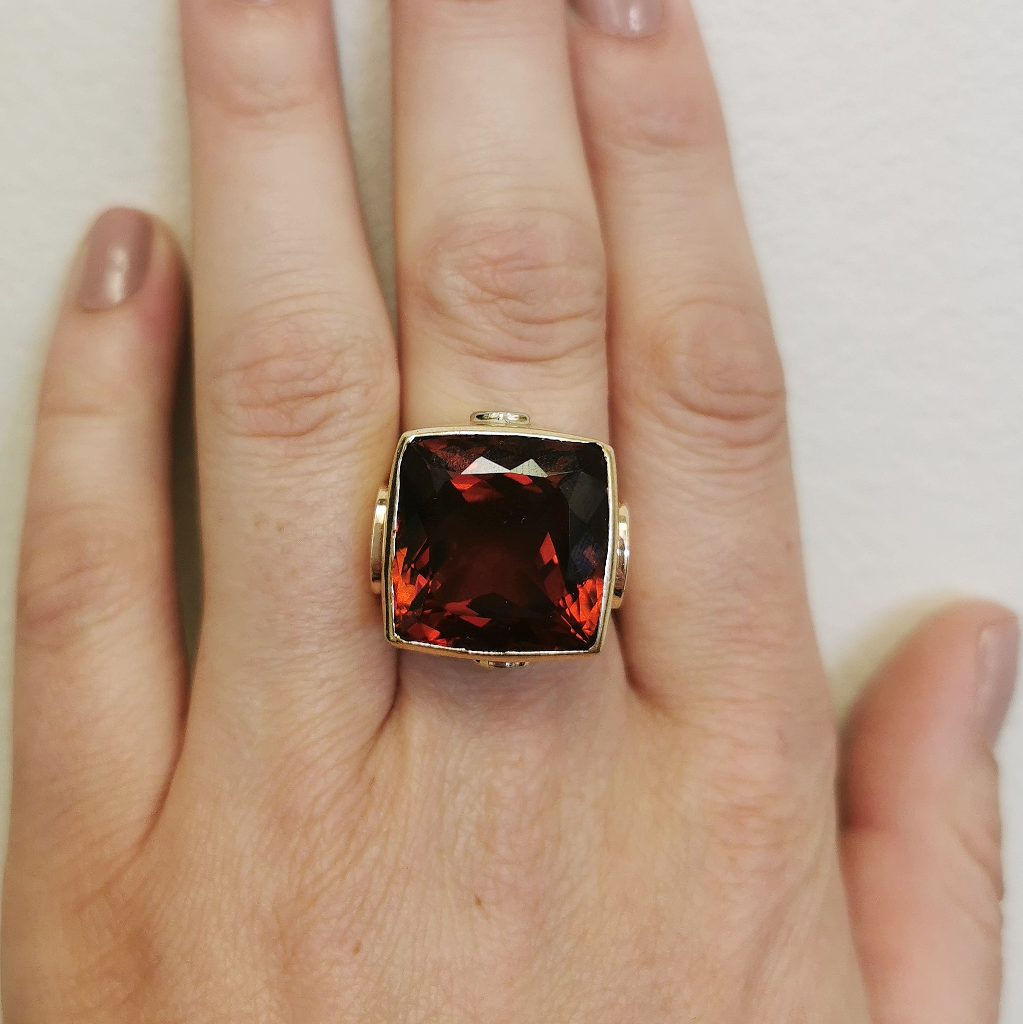 Citrine & Diamond Cocktail Ring | 24.00ct, 0.17ct | SZ 8.5 |