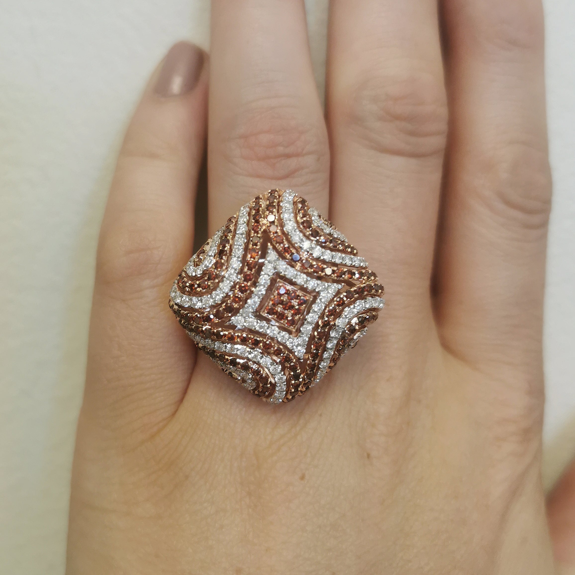 Cognac & White Diamond Cocktail Ring | 2.91ctw | SZ 7 |
