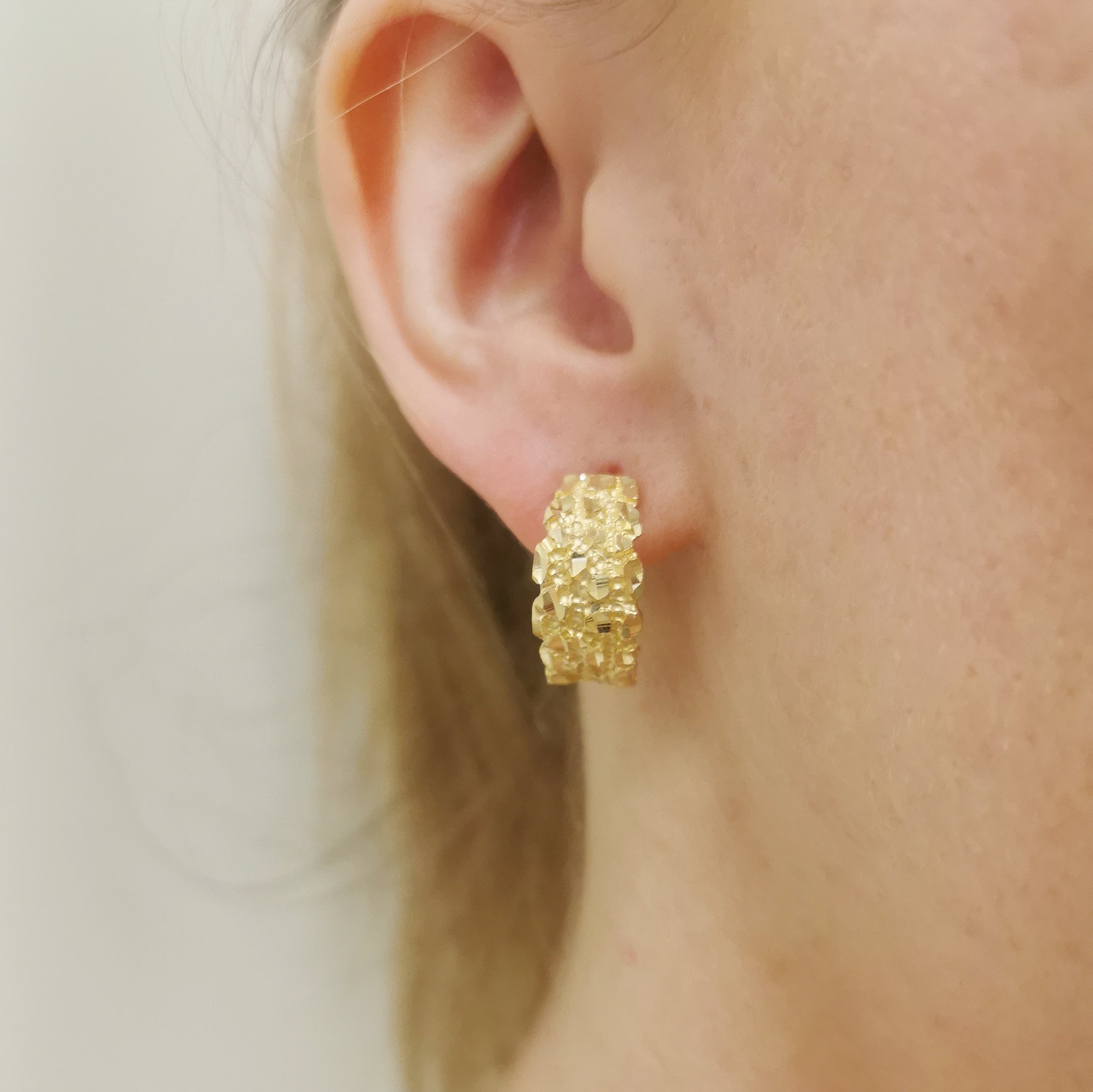 Nugget Textured Gold Earrings |