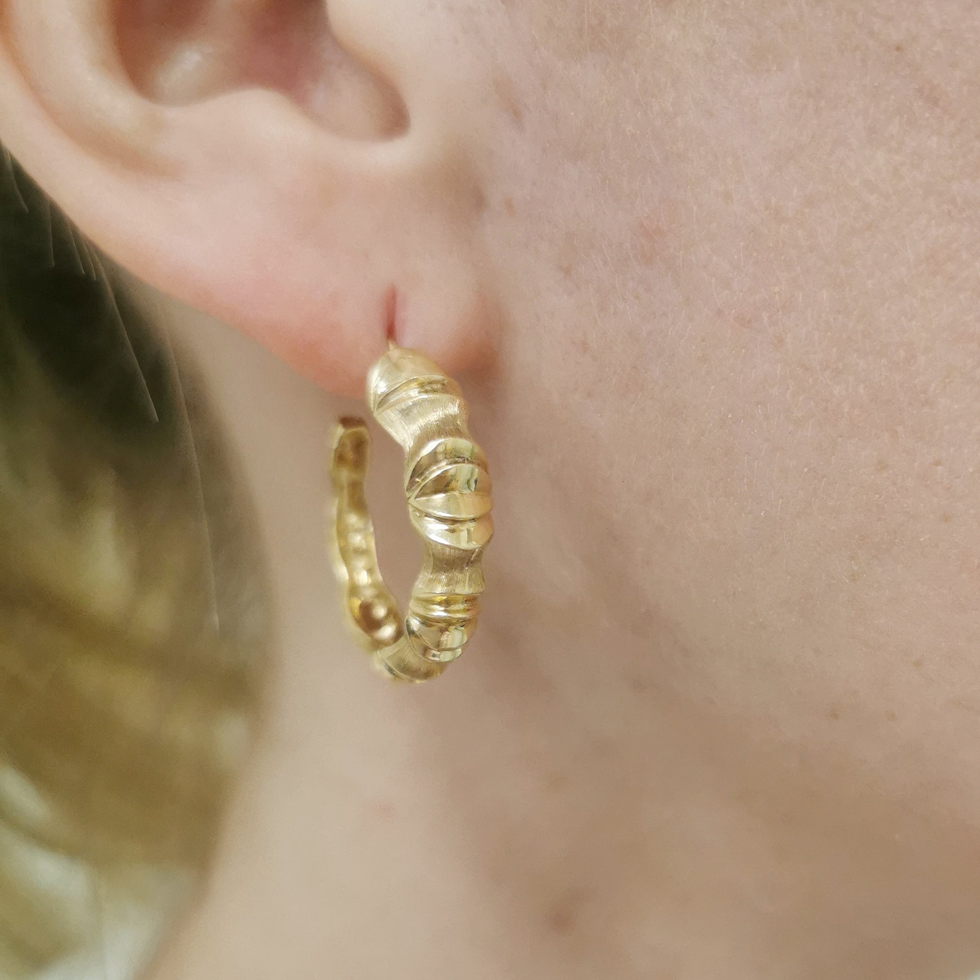 Yellow Gold Stud Hoop Earrings |