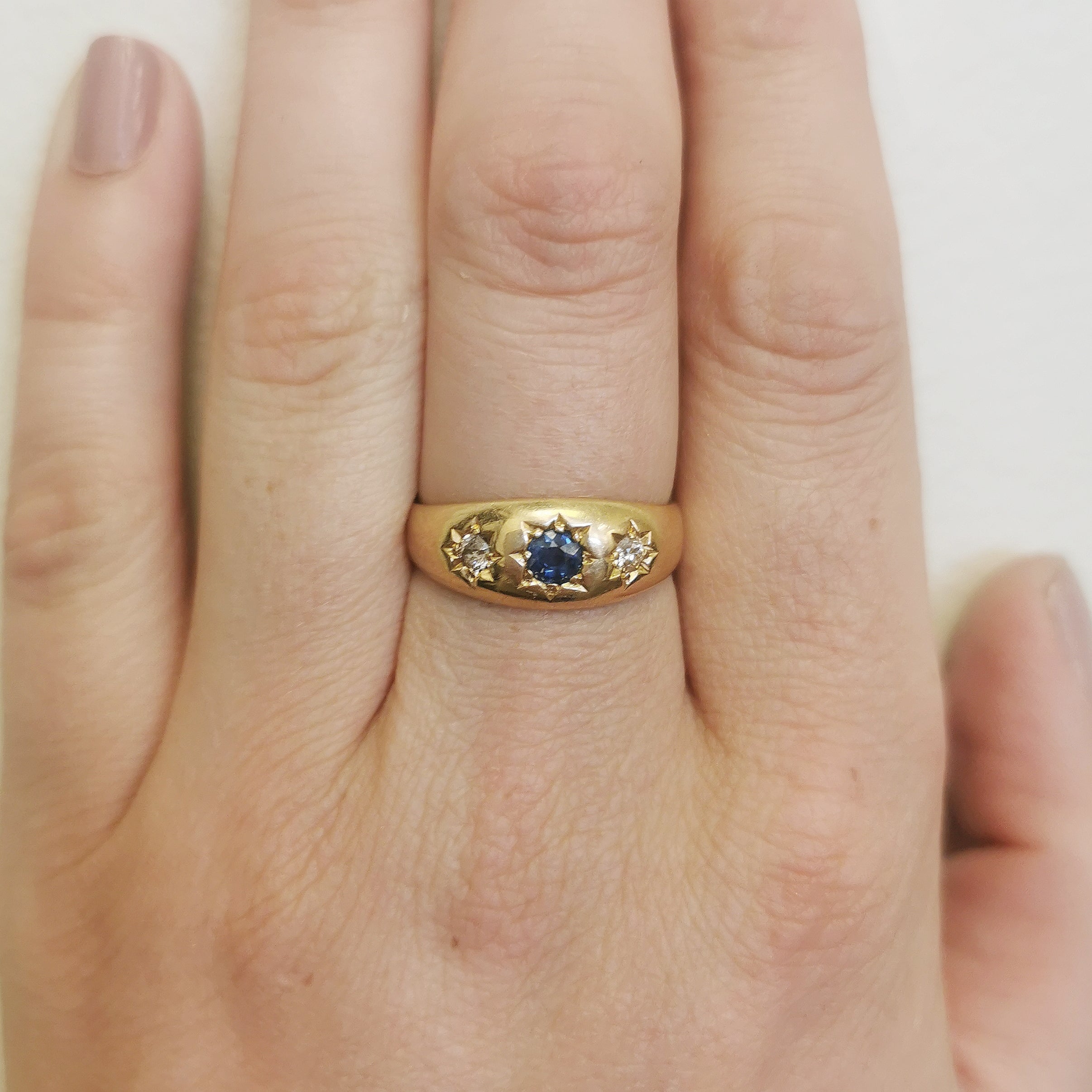 Mid 1800s Sapphire & Diamond Ring | 0.35ct, 0.12ctw | SZ 8.25 |