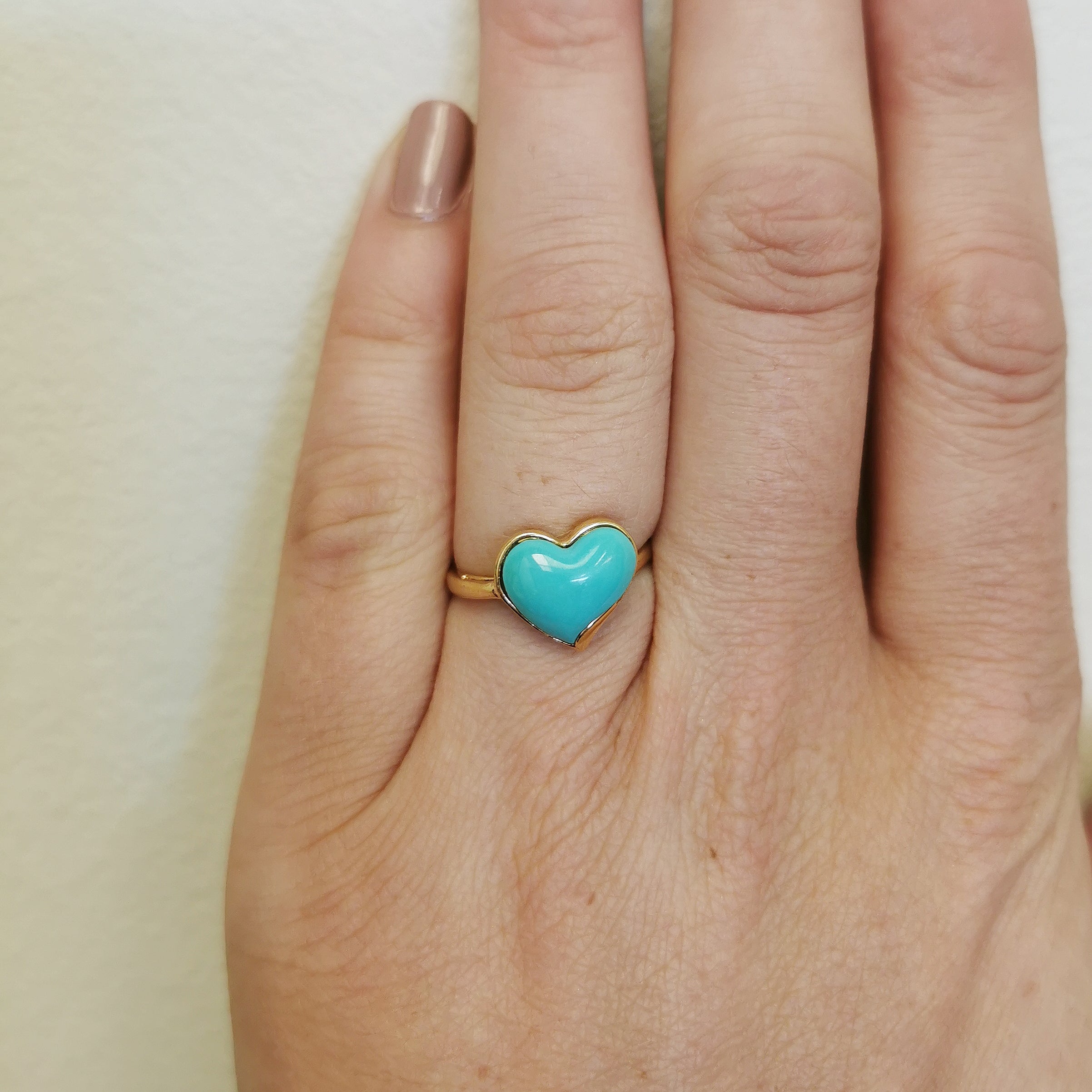 Bague en turquoise synthétique taille cœur | 1,80 ct | Taille 7 |