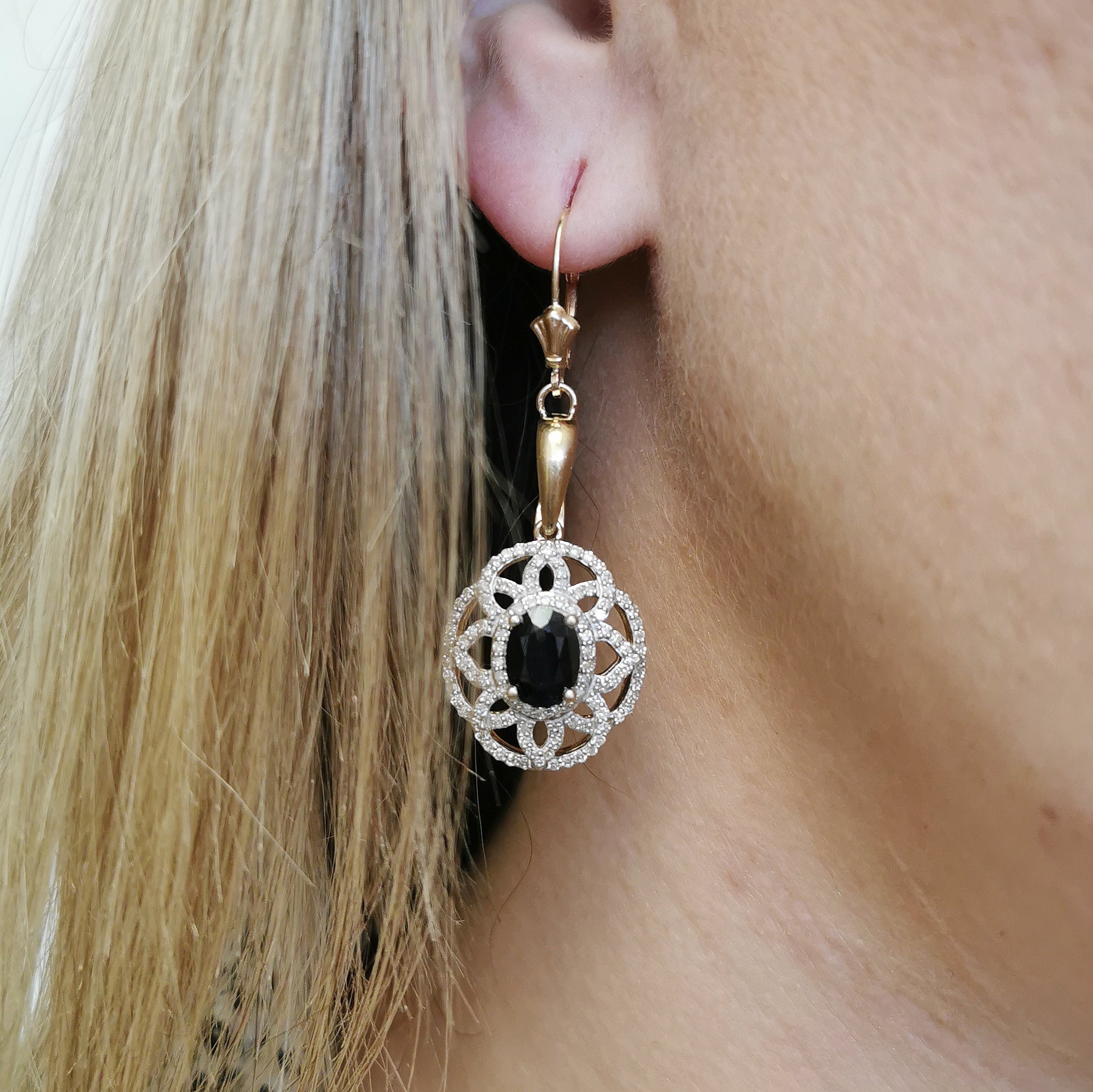Oval Sapphire & Diamond Filigree Earrings | 3.00ctw, 1.00ctw |