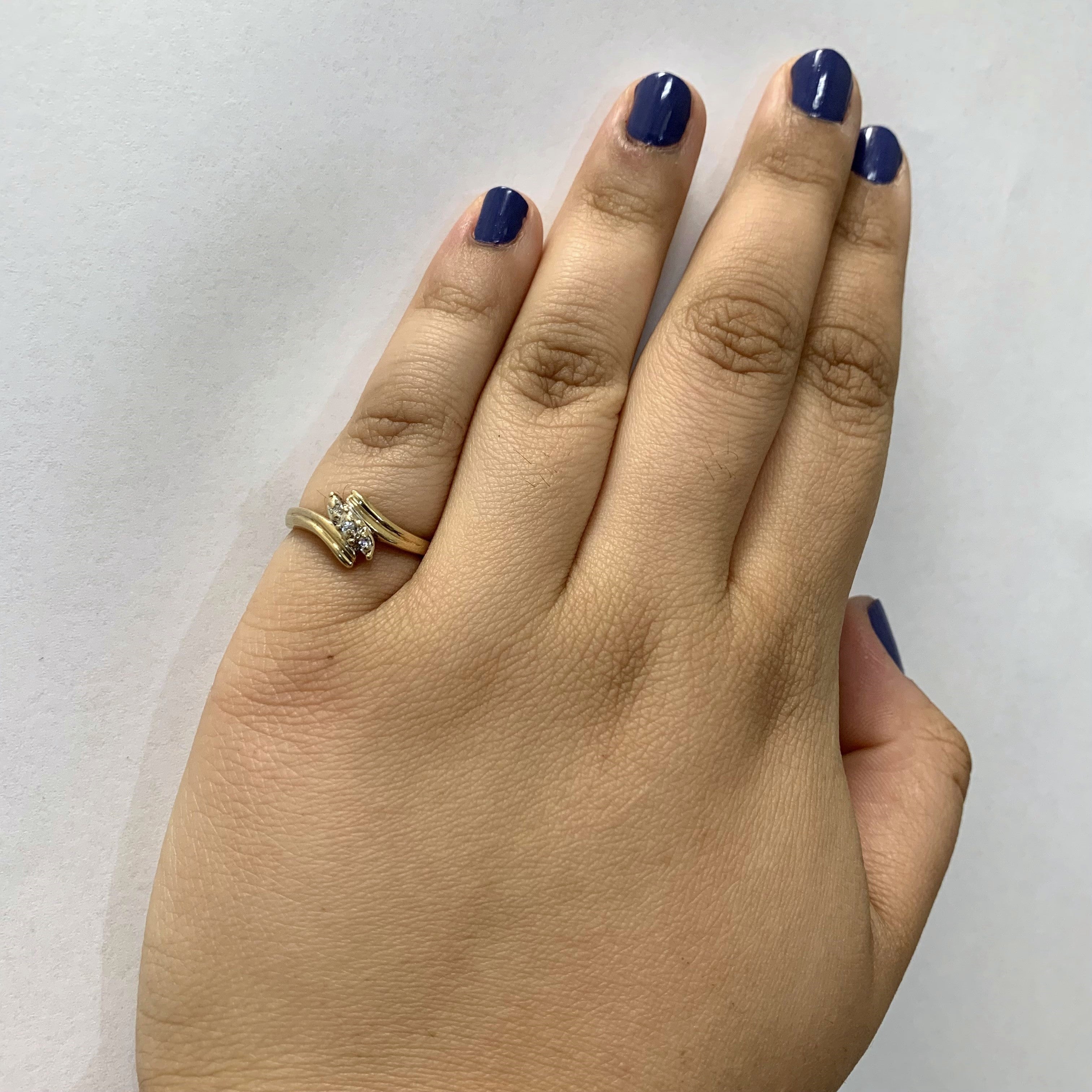 Three Stone Diamond Bypass Ring | 0.03ctw | SZ 6 |