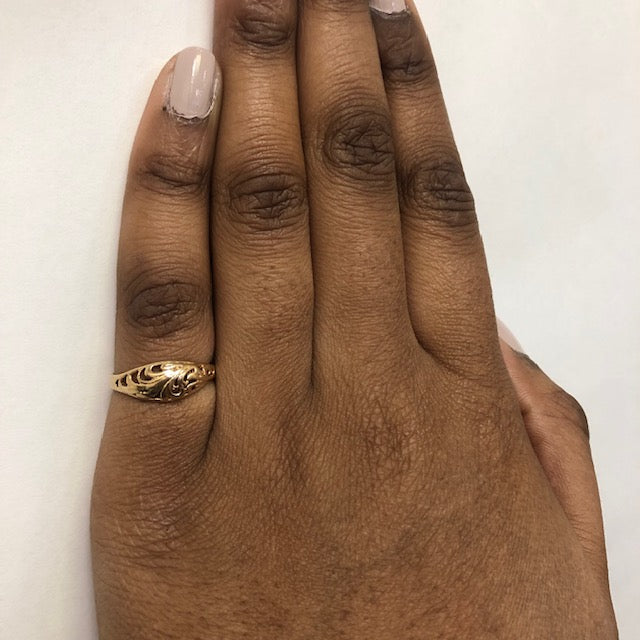 Yellow Gold Filigree Dome Ring | SZ 6.75 |