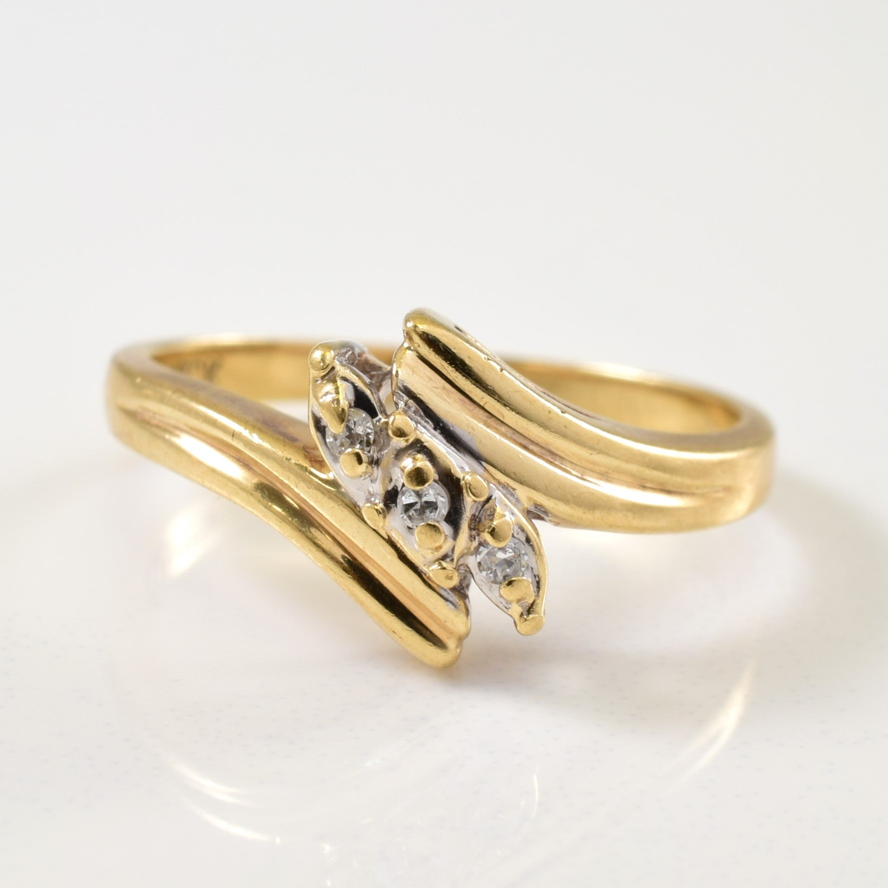 Three Stone Diamond Bypass Ring | 0.03ctw | SZ 6 |
