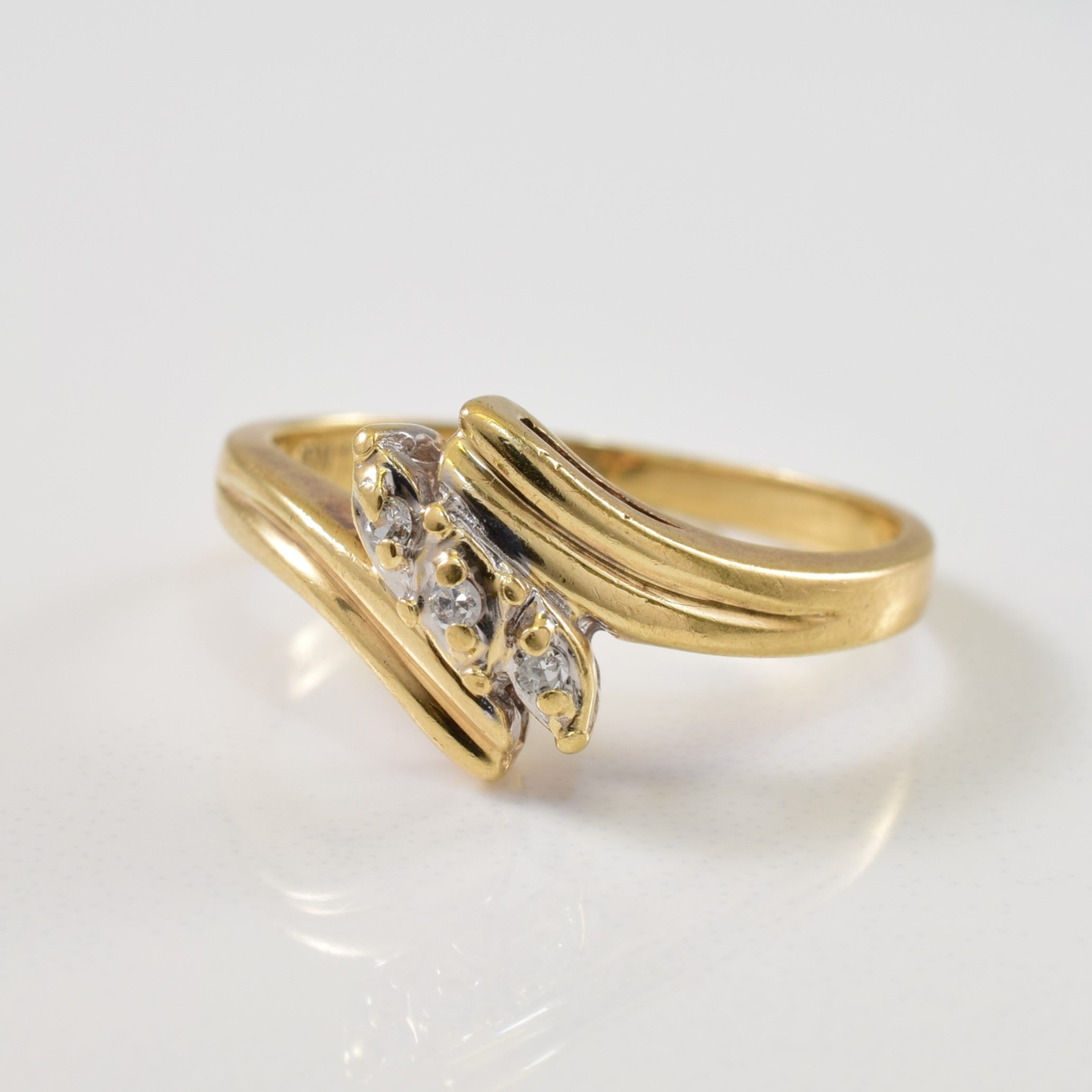 Three Stone Diamond Bypass Ring | 0.03ctw | SZ 6 |