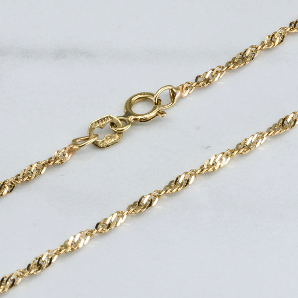 10k Yellow Gold Twisted Curb Chain Bracelet | 7.5