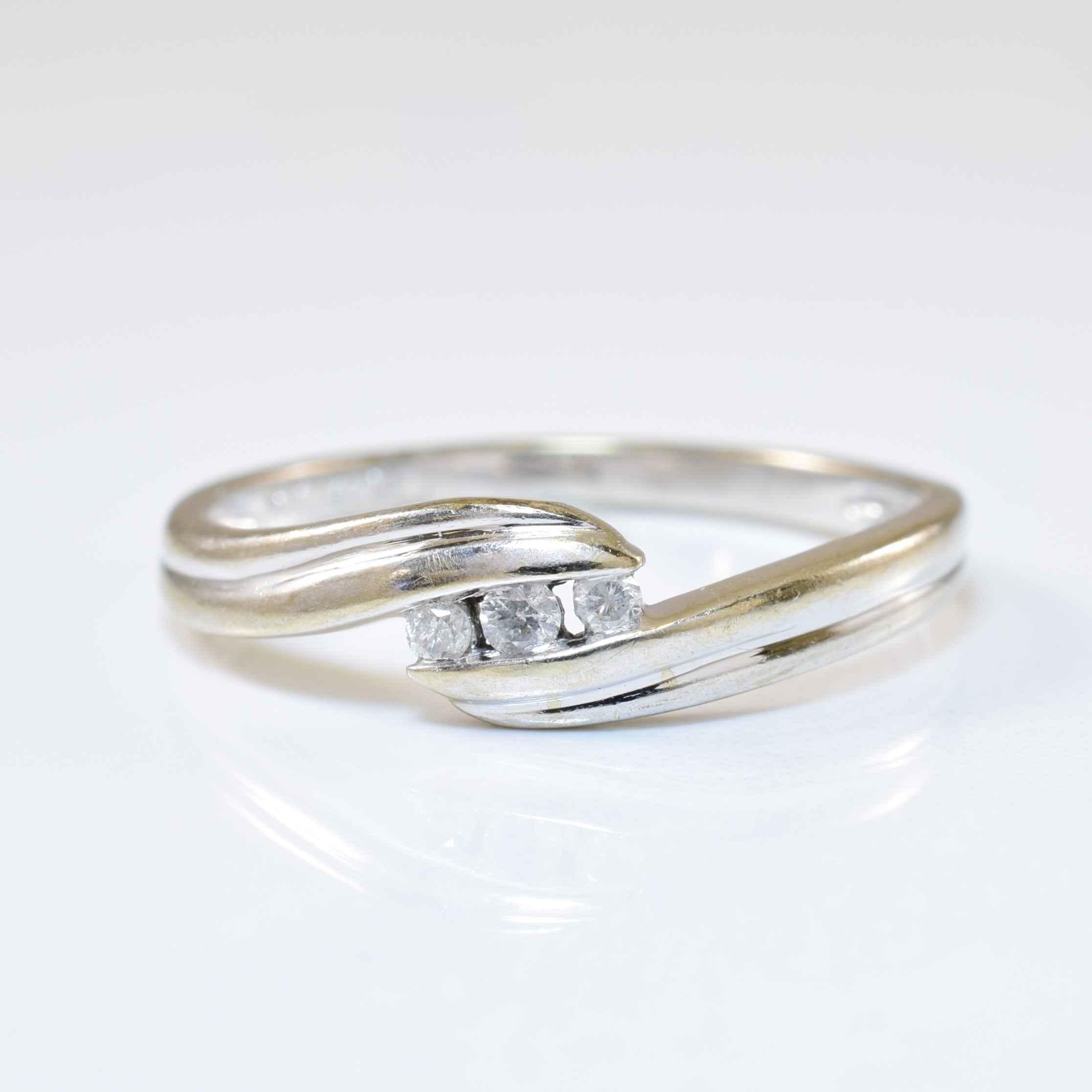 Three Stone Diamond Bypass Ring | 0.05ctw | SZ 7 |