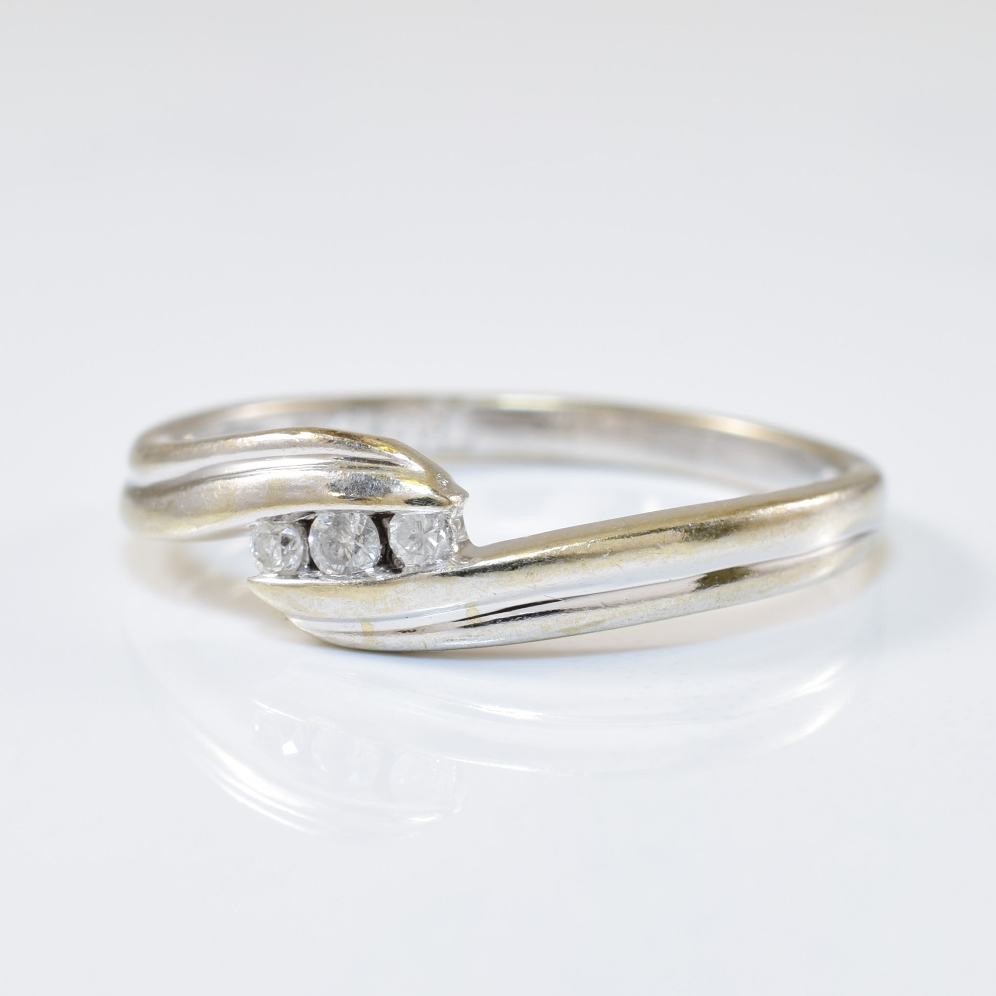 Three Stone Diamond Bypass Ring | 0.05ctw | SZ 7 |