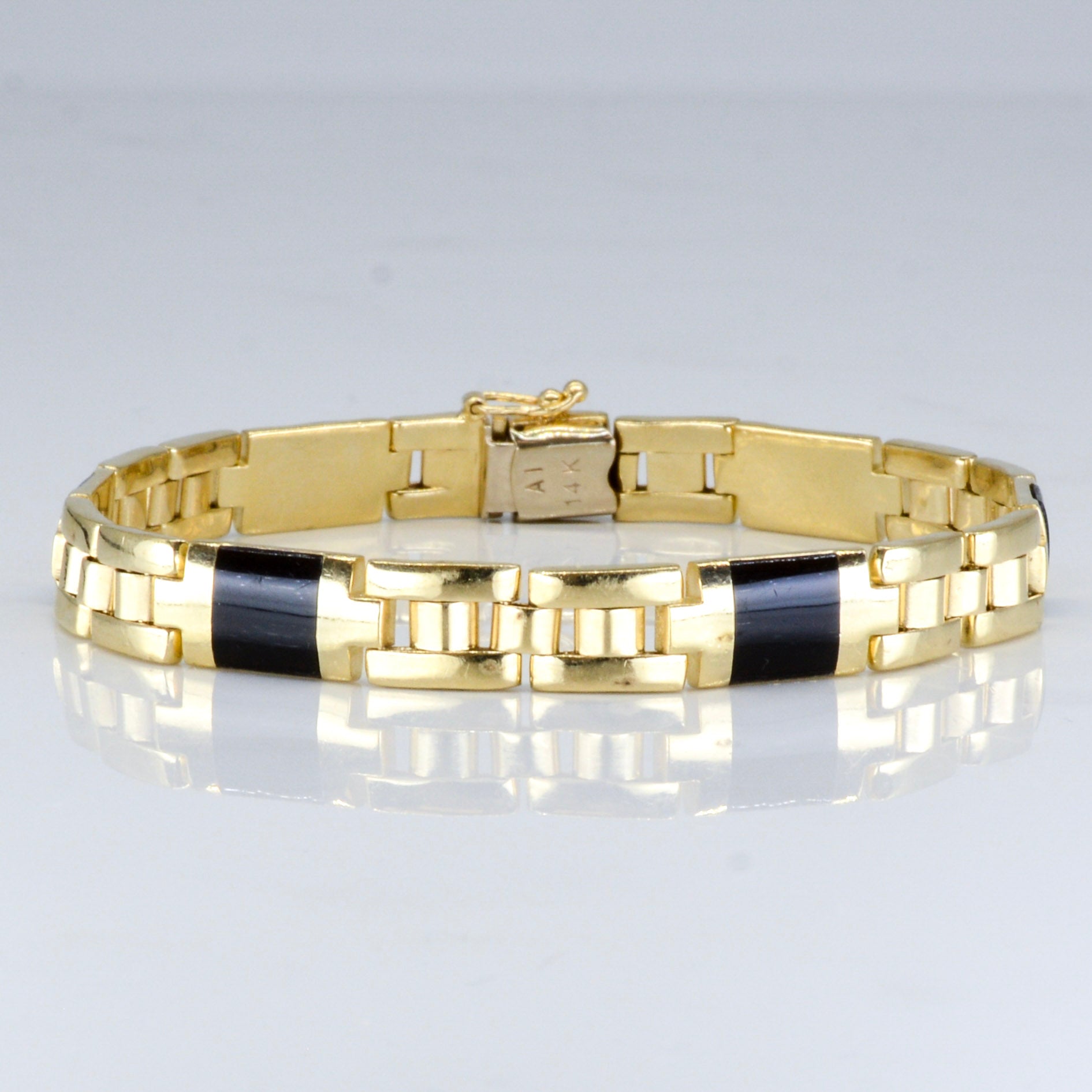 Black Onyx Yellow Gold Bracelet