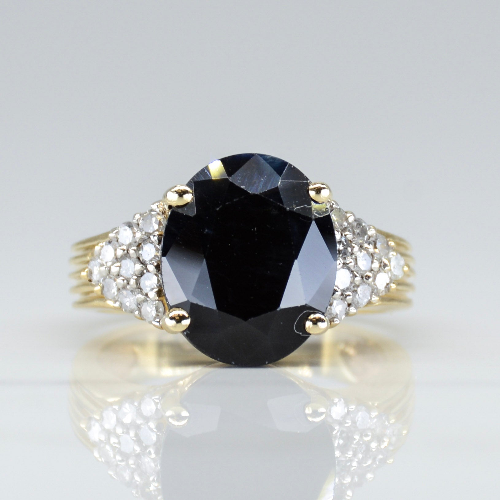 Blue Sapphire & Diamong Ring | 7.35ct, 0.40ctw | SZ 6.5 |