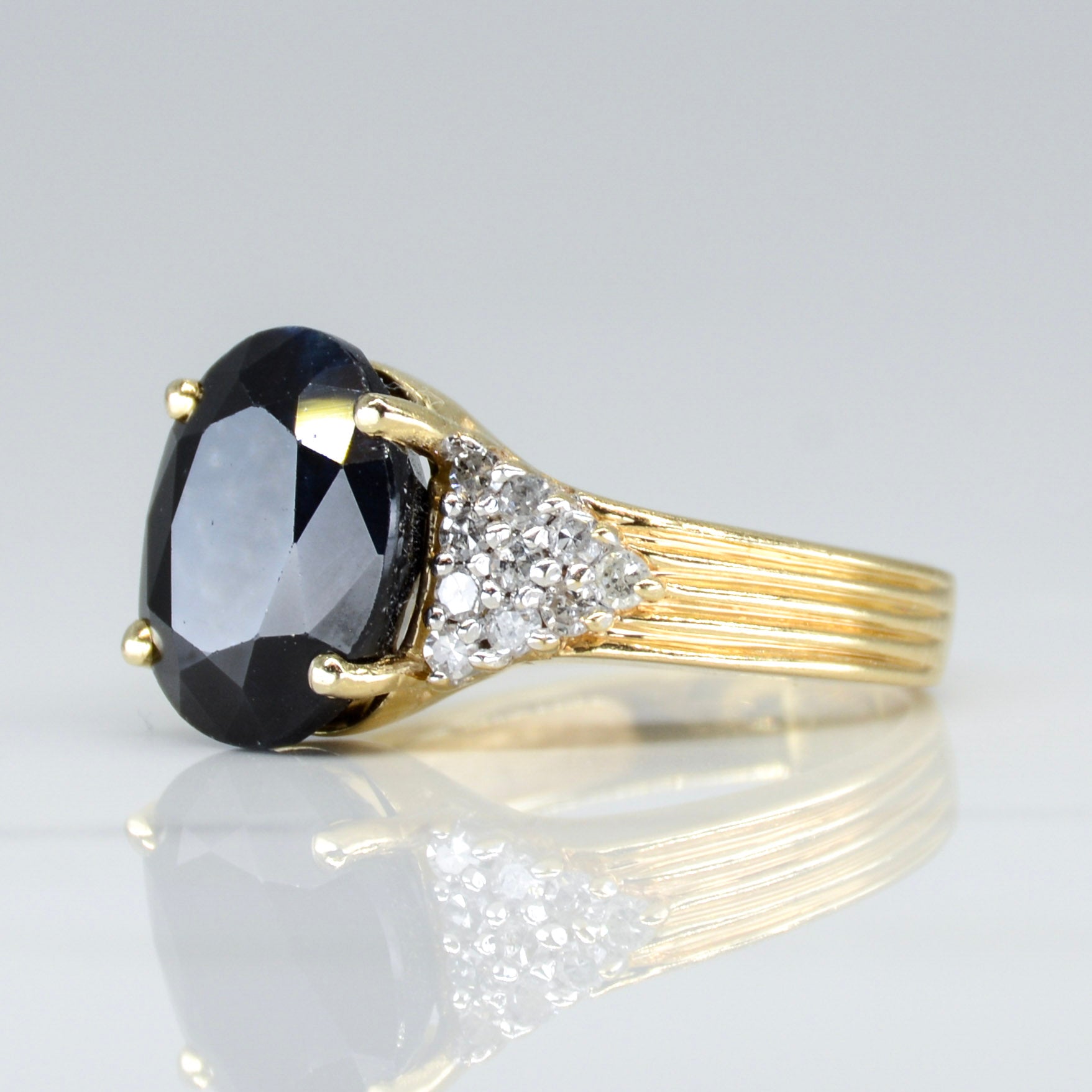 Blue Sapphire & Diamong Ring | 7.35ct, 0.40ctw | SZ 6.5 |
