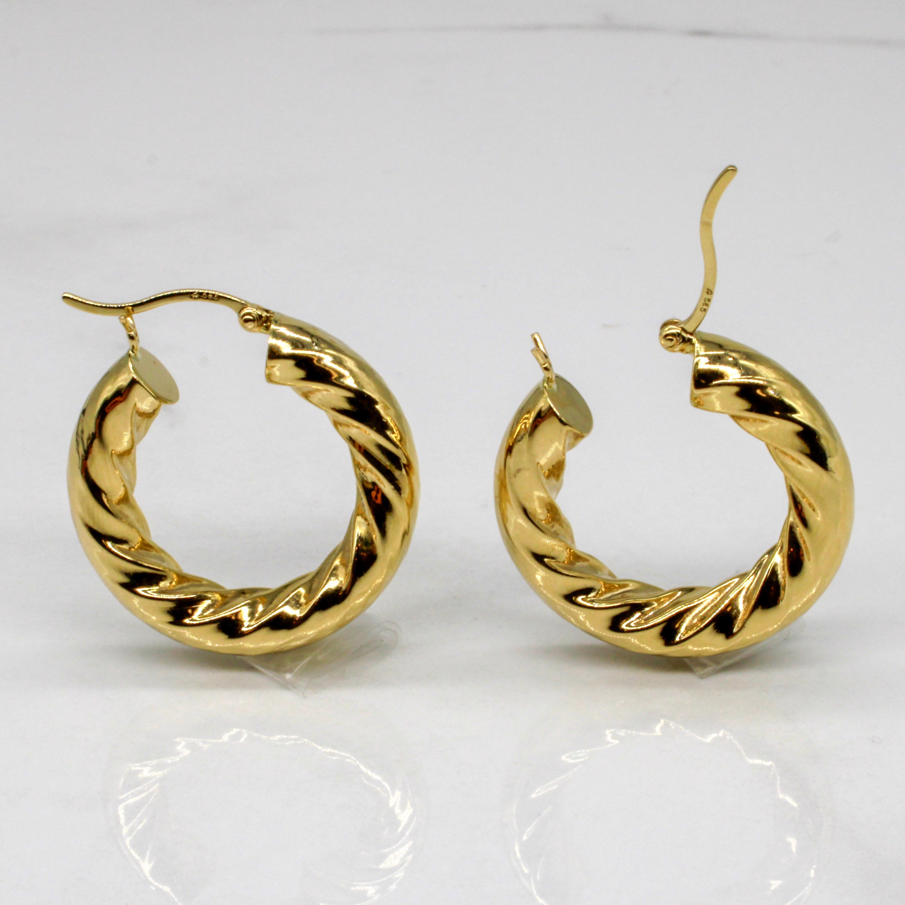 Yellow Gold Twisted Hoops |