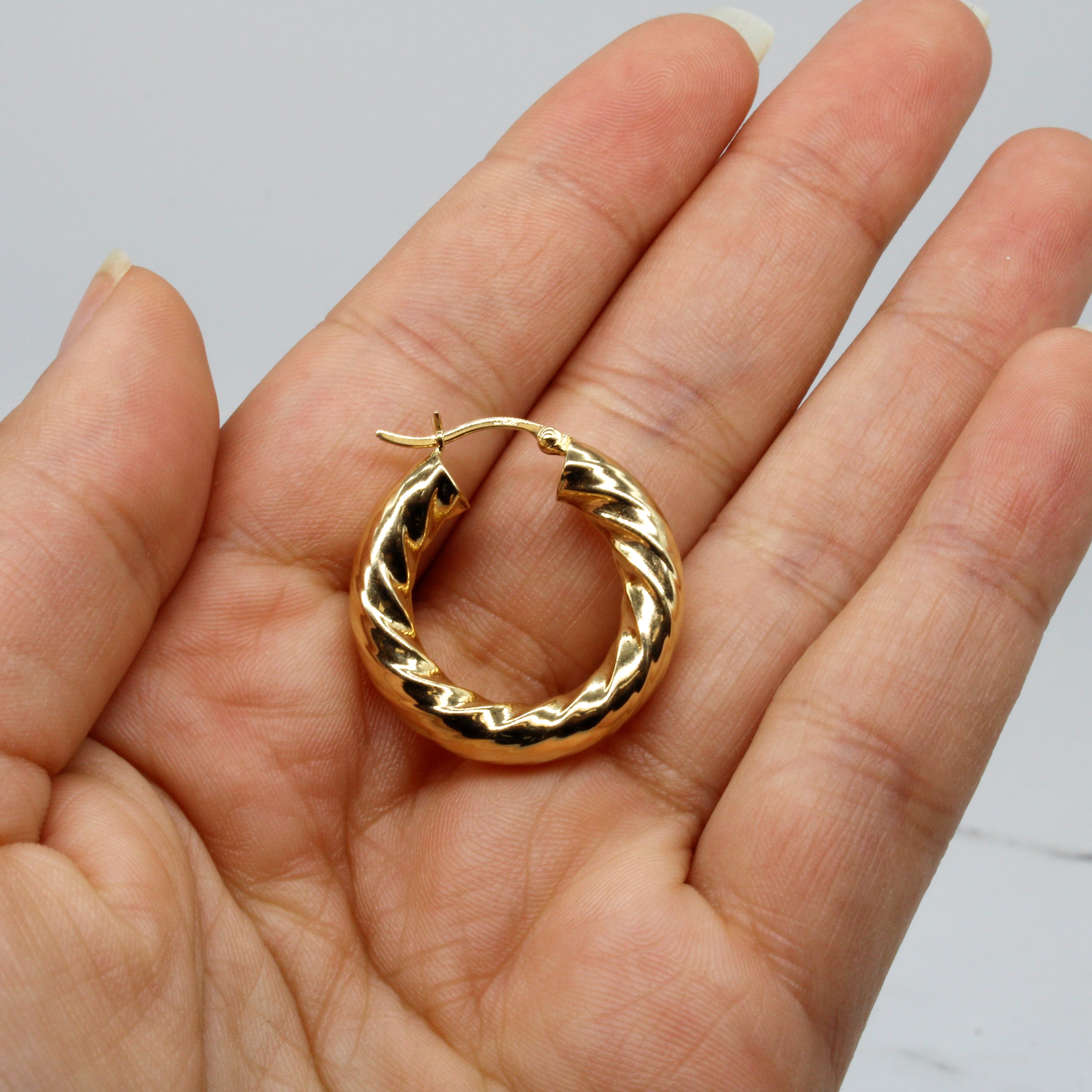 Yellow Gold Twisted Hoops |
