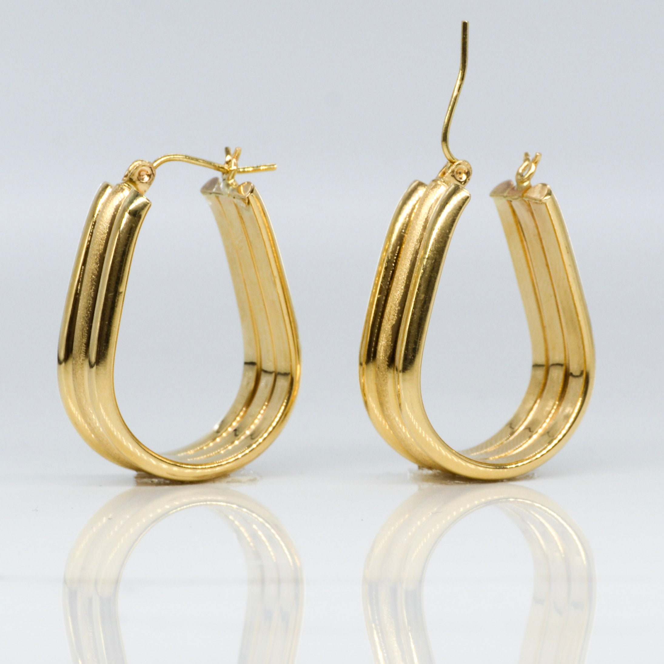 14k Yellow Gold Triple Layered Hoops |