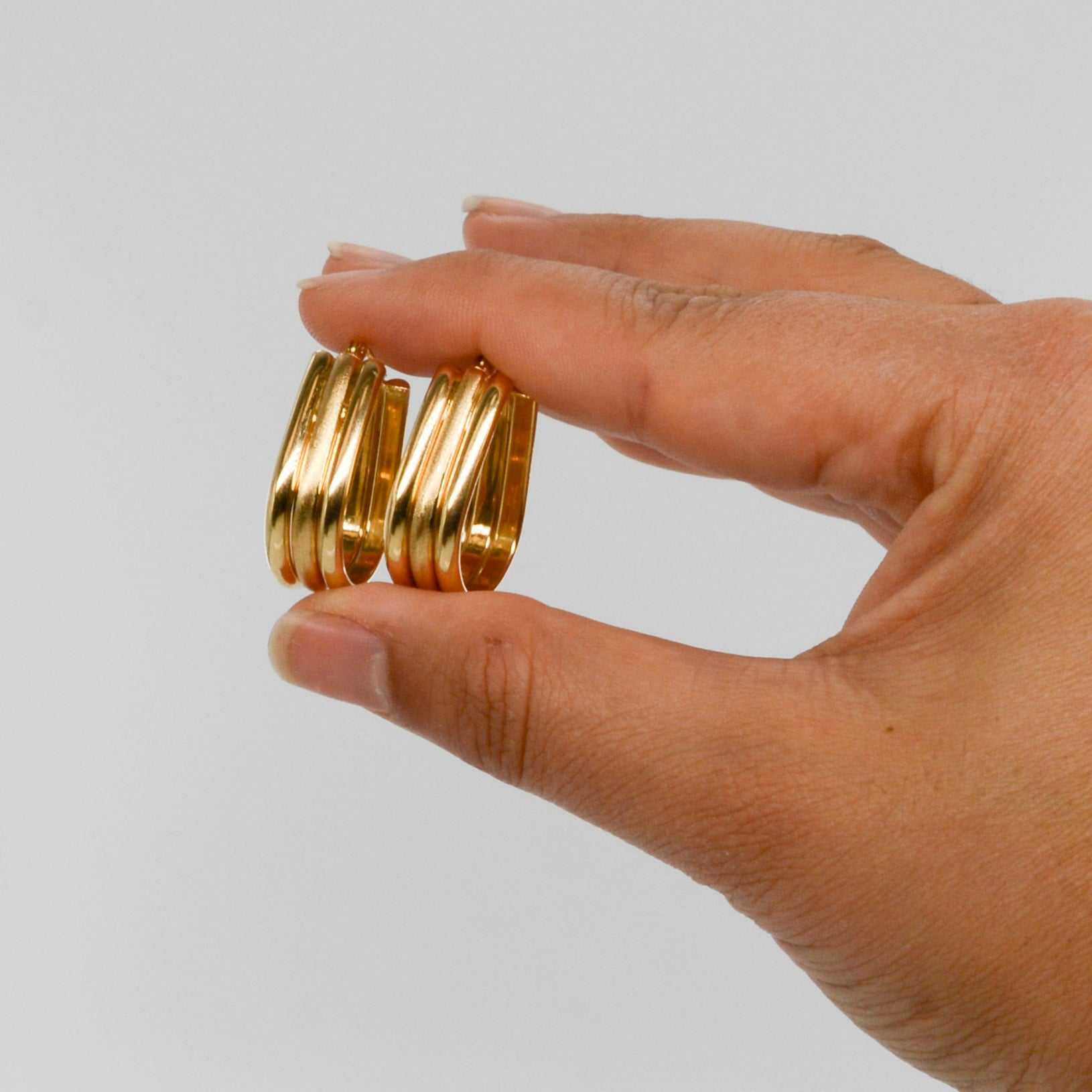 14k Yellow Gold Triple Layered Hoops |