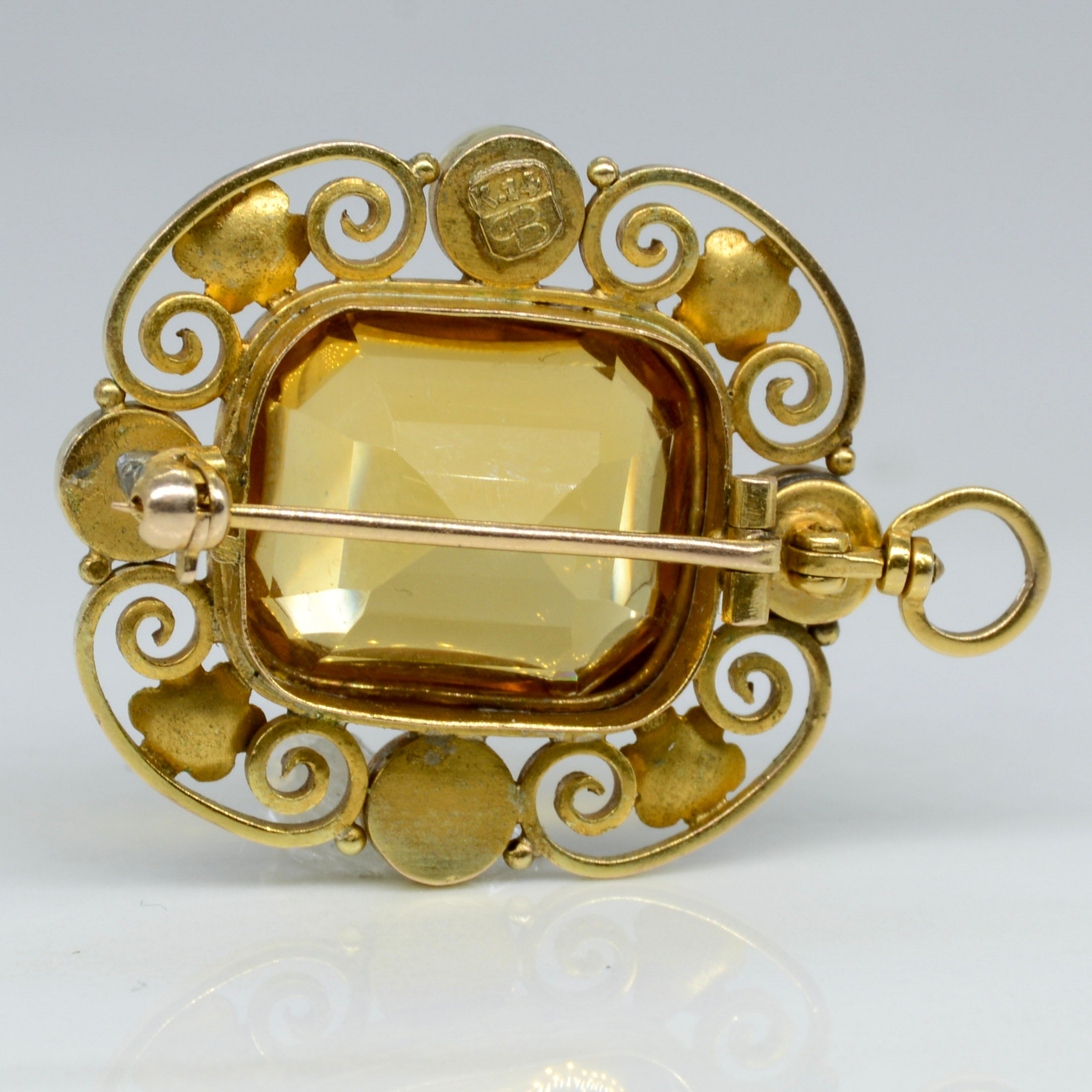 Convertible Citrine & Pearl Brooch/Pendant | 10.90ct |