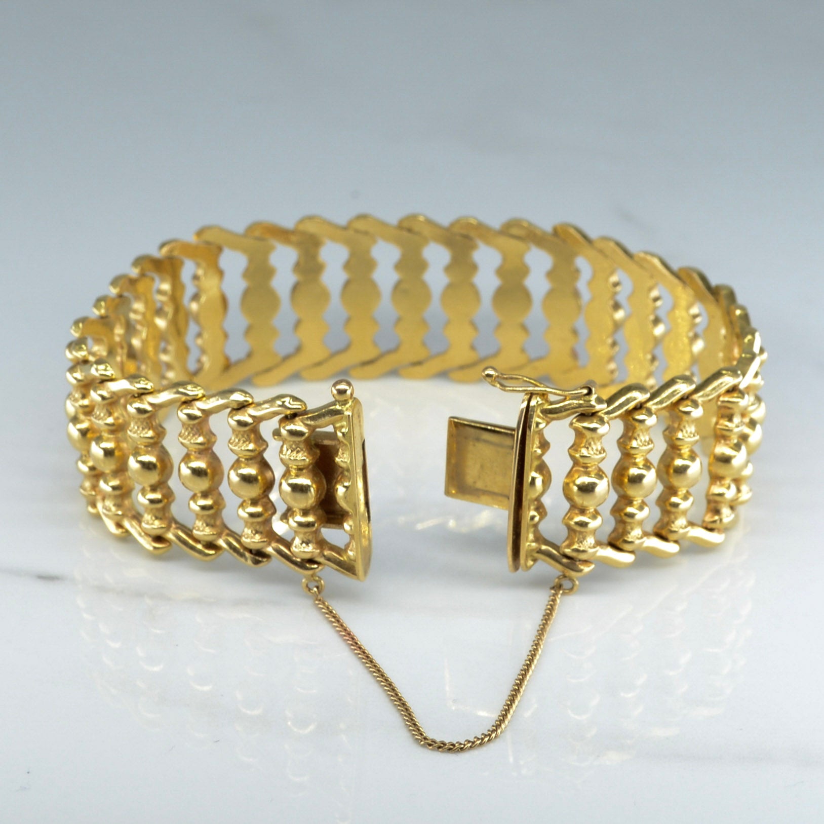 Yellow Gold Ornate Link Bracelet | 7" |
