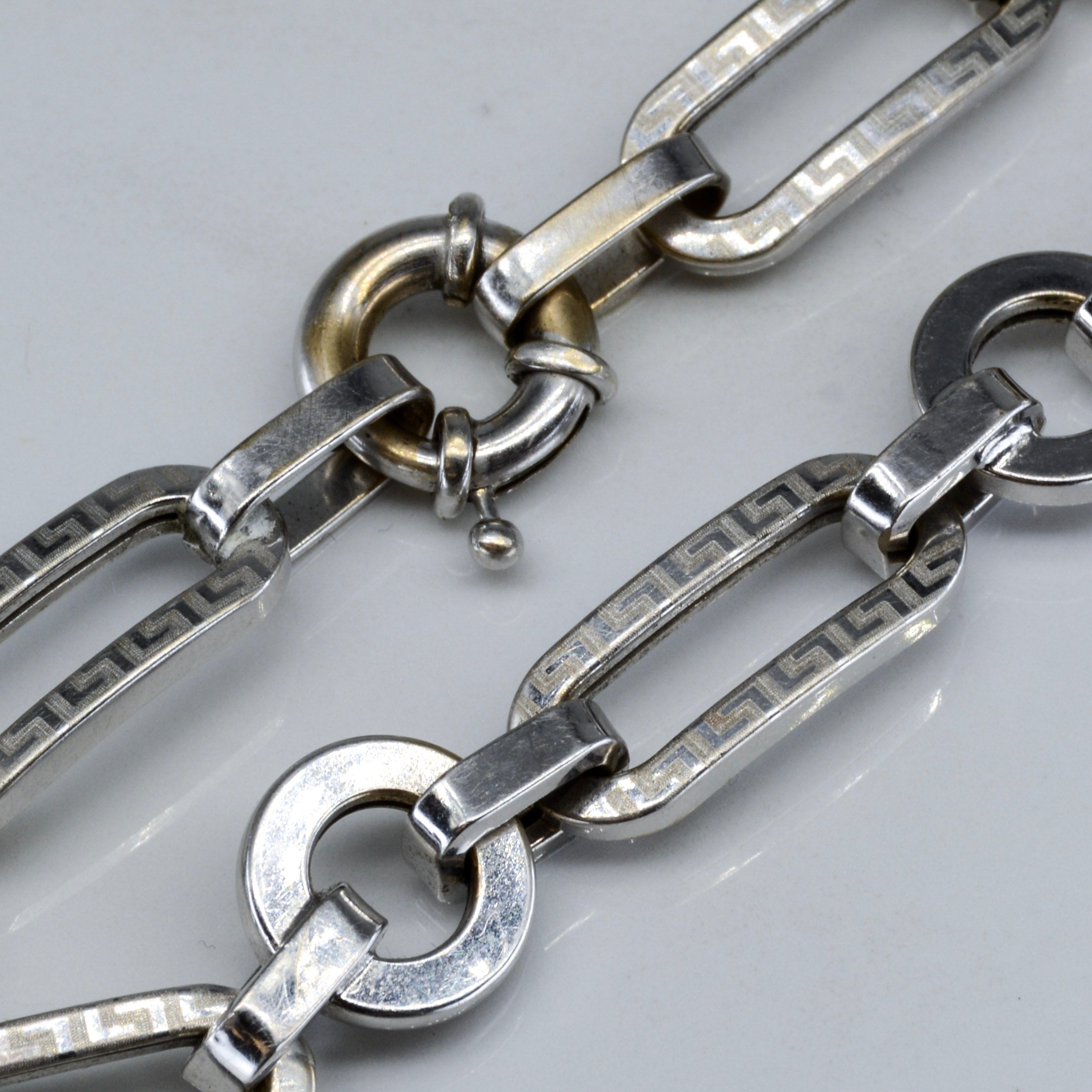18k White Gold Patterned Chain Bracelet | 8" |