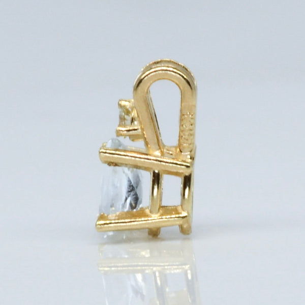14k Yellow Gold Aquamarine & Diamond Pendant | 0.15ct |