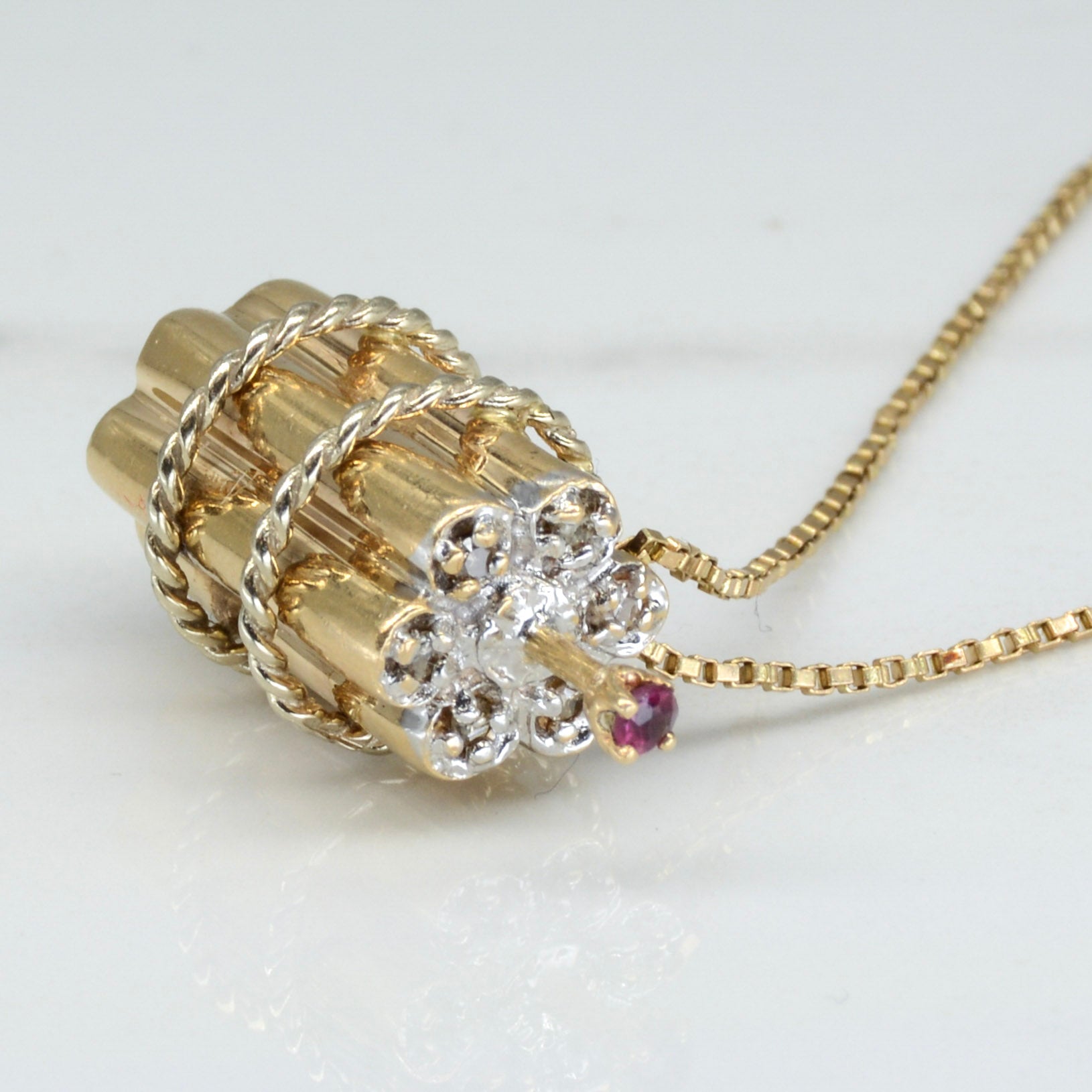 Ruby & Diamond Accented Dynamite Necklace | 27" |