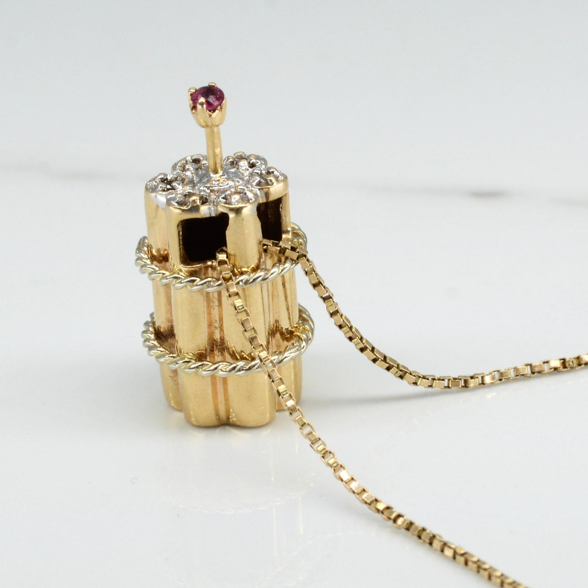 Ruby & Diamond Accented Dynamite Necklace | 27" |