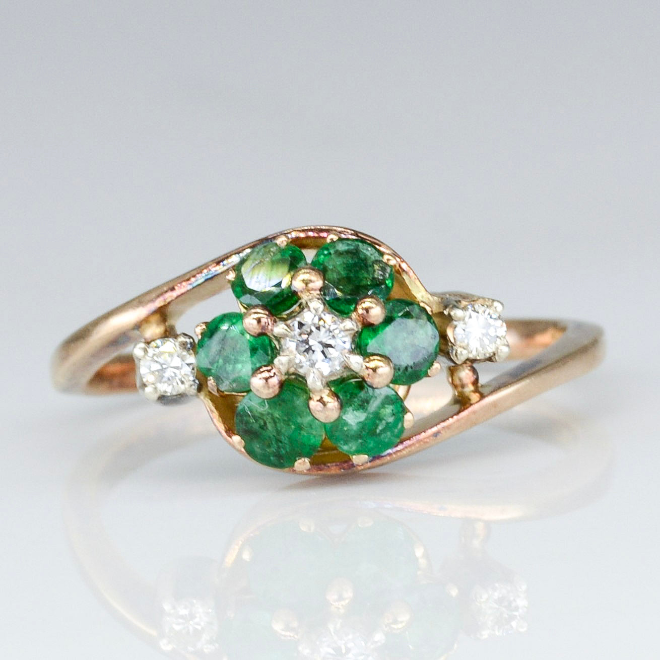 Emerald & Diamond Bypass Ring | 0.50ctw | SZ 6.75 |