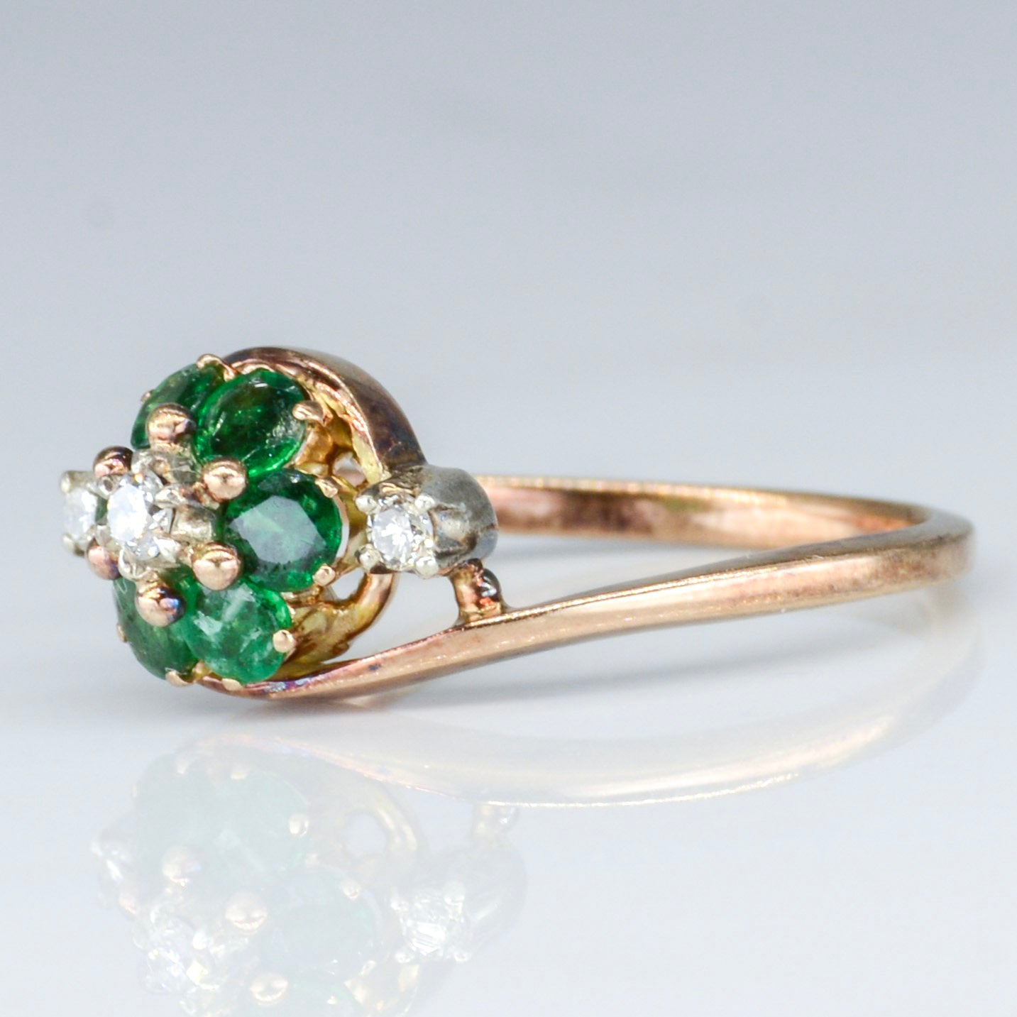Emerald & Diamond Bypass Ring | 0.50ctw | SZ 6.75 |