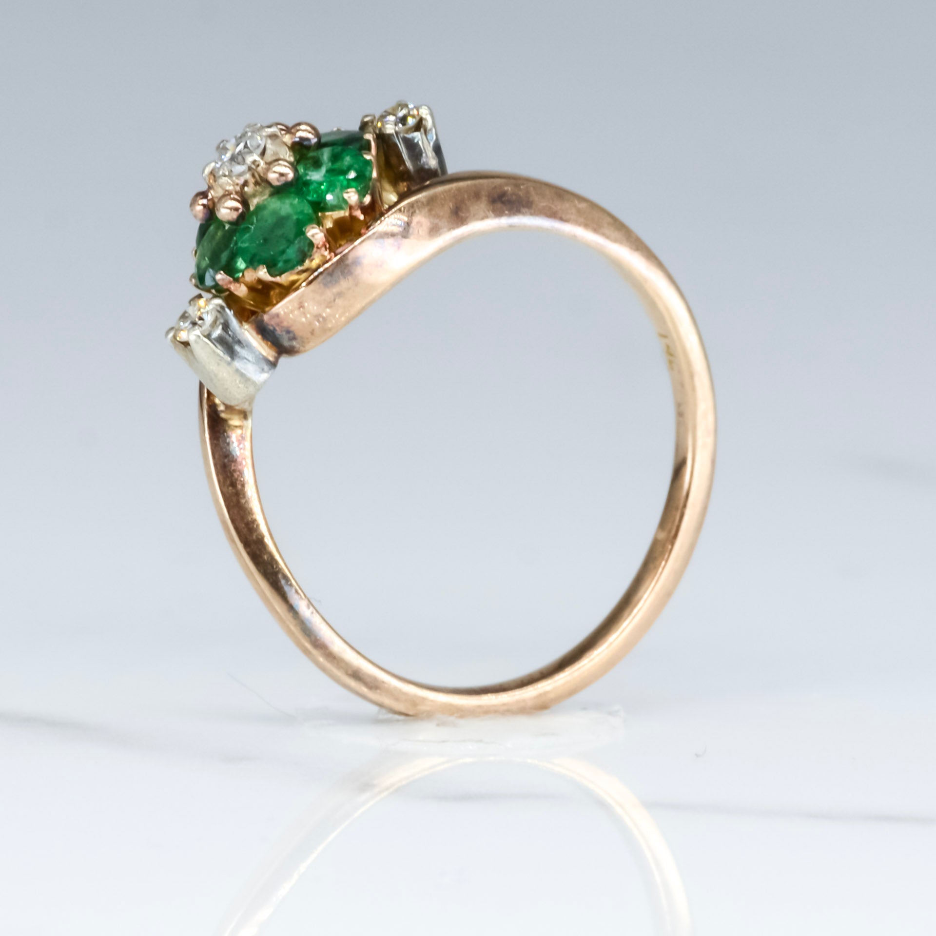 Emerald & Diamond Bypass Ring | 0.50ctw | SZ 6.75 |