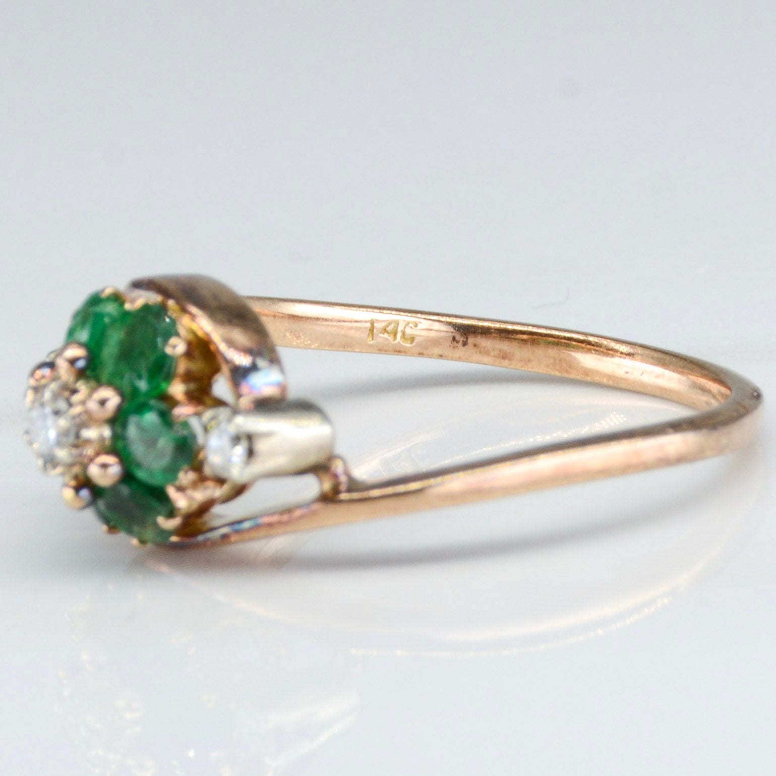 Emerald & Diamond Bypass Ring | 0.50ctw | SZ 6.75 |