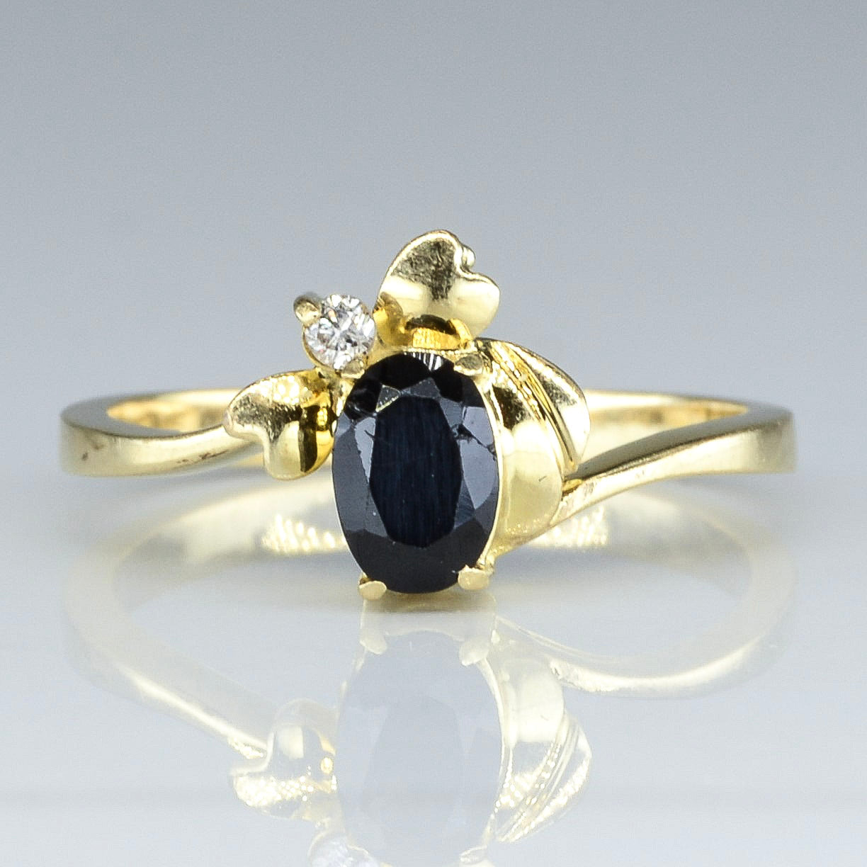 Heart Accented Sapphire & Diamond Ring | 0.50ct, 0.02ct | SZ 5.75 |